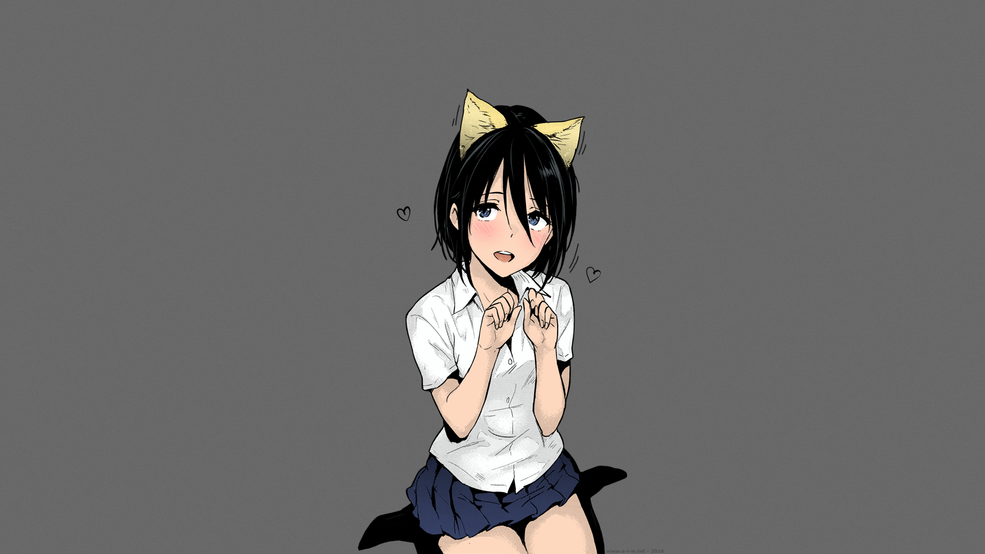 Desktop Wallpaper Cute Black Short Hair Anime Girl, HD Image, Picture, Background, Tj1ih9