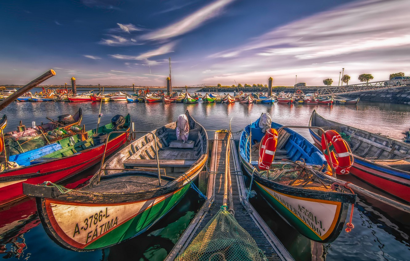 Wallpaper river, boats, Portugal, Portugal, Aveiro, Aveiro image for desktop, section город