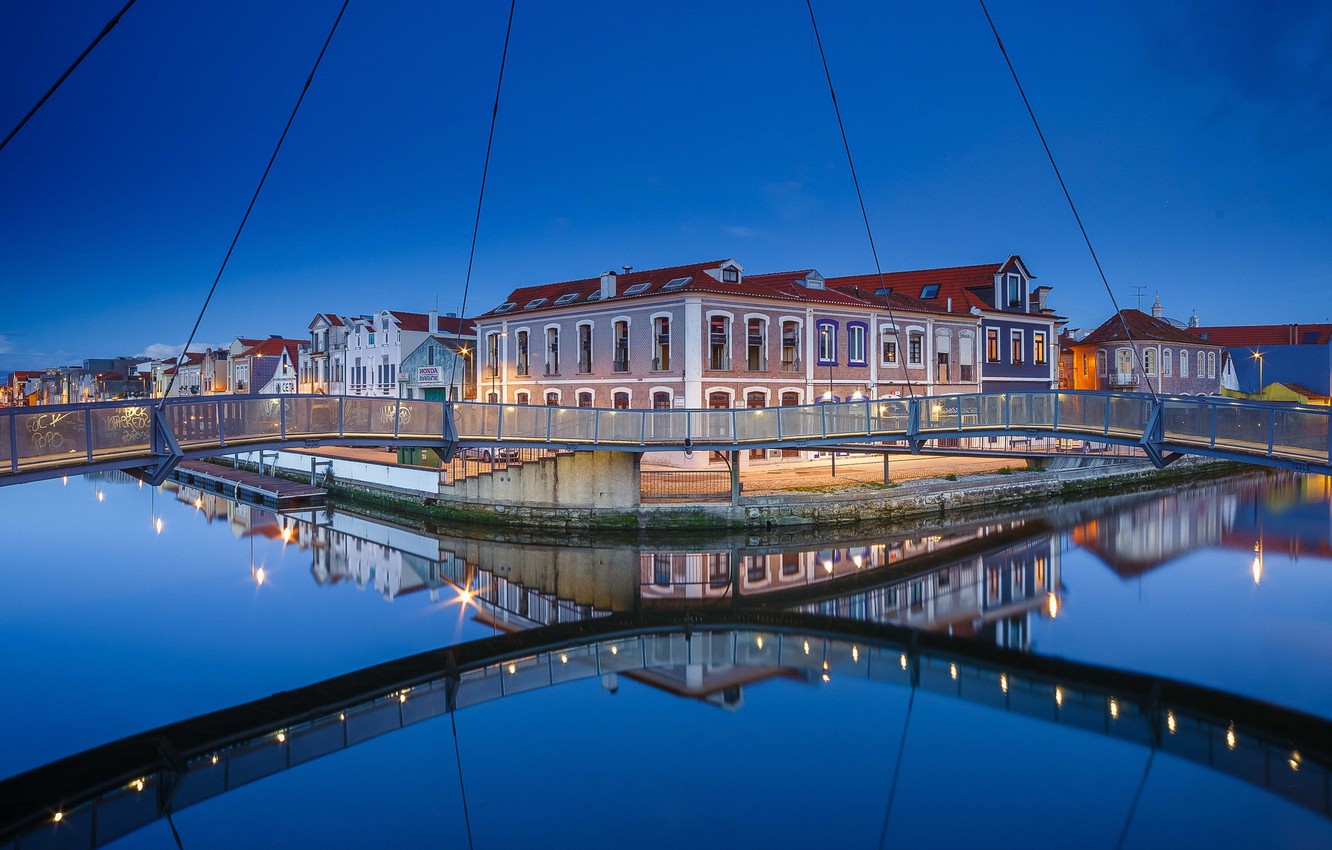 Wallpaper Portugal, blue hour, Aveiro, Aveiro image for desktop, section город