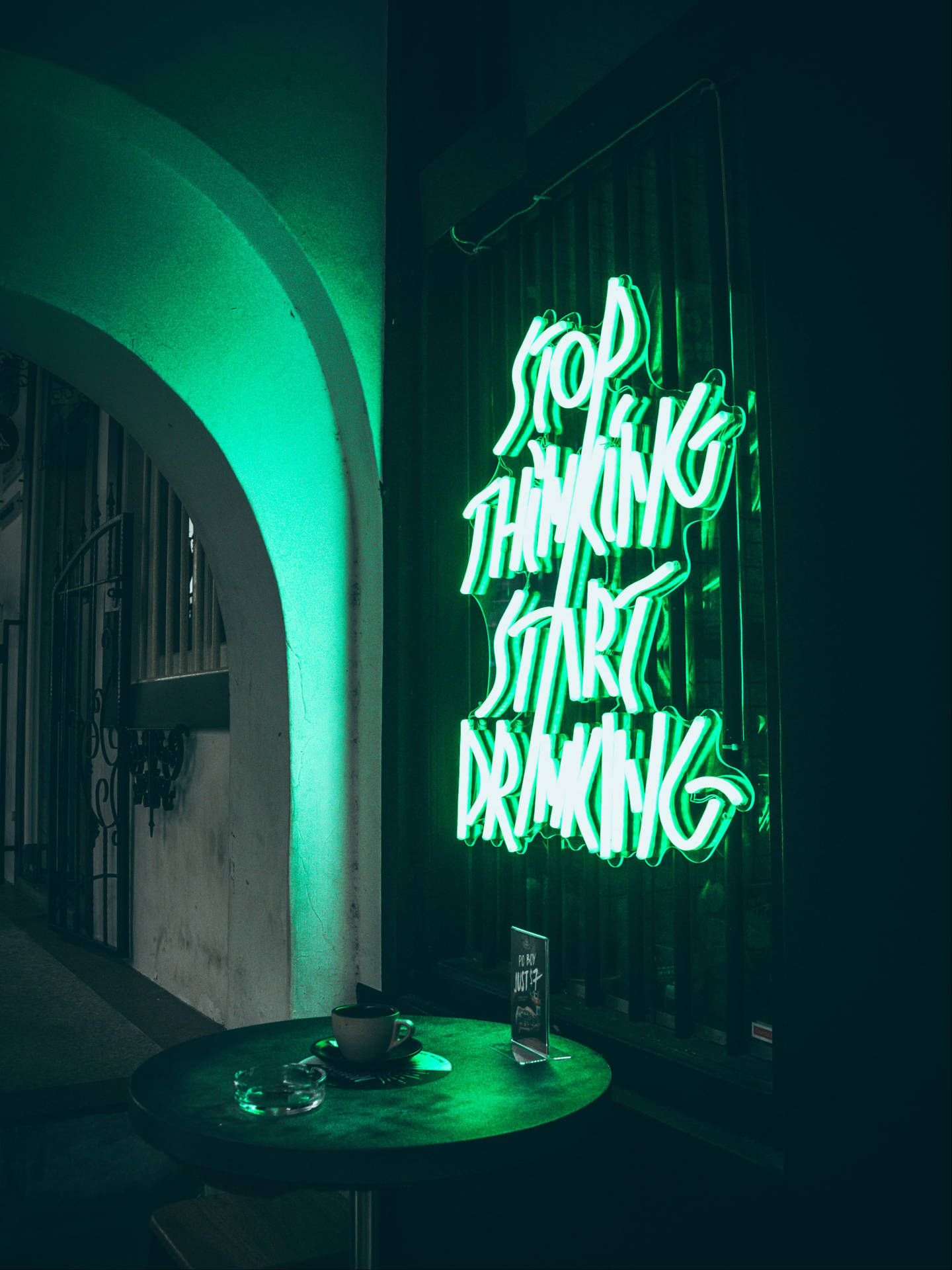 Download Neon Green Led Quote Signage Wallpaper