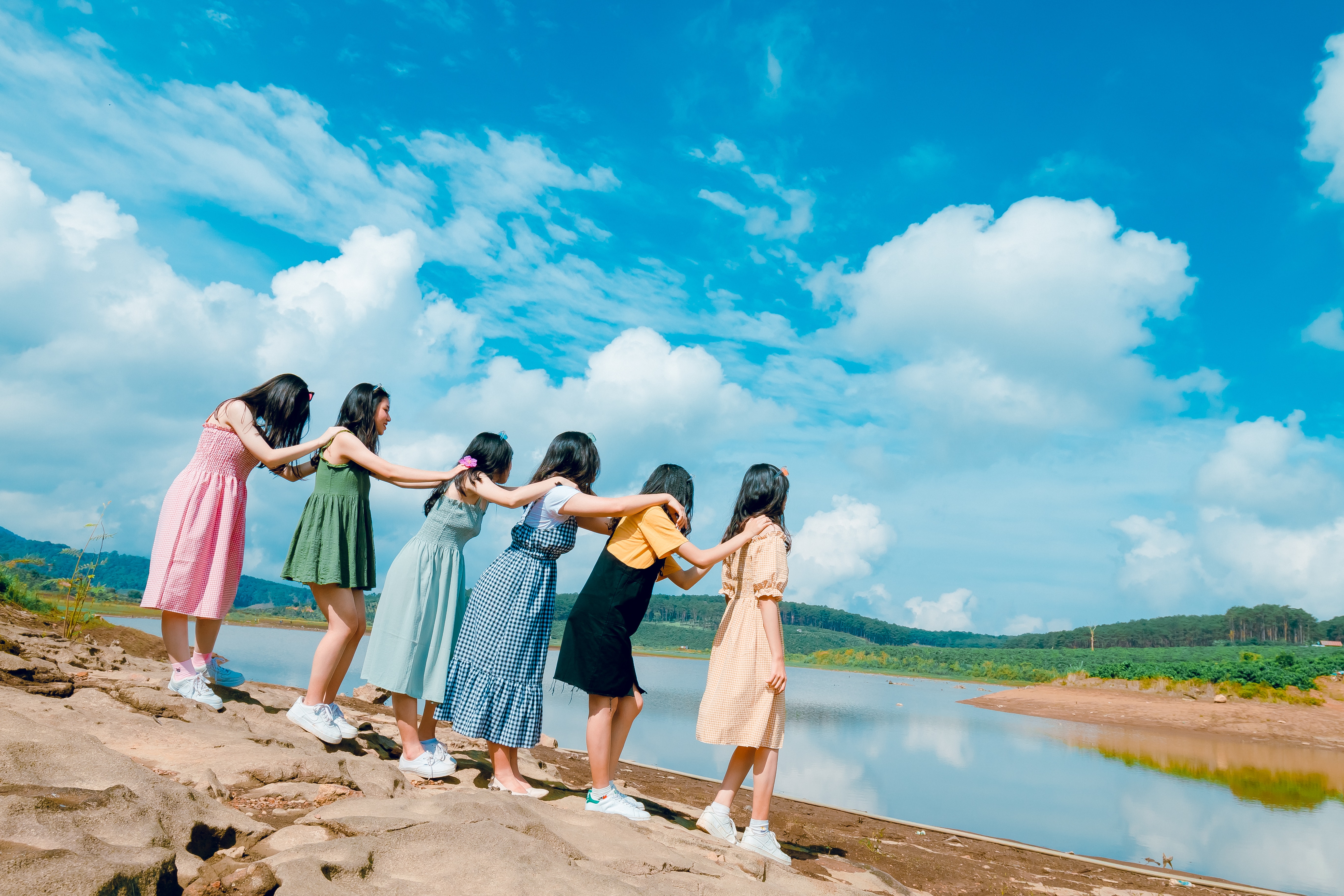 Six Women Standing Near Body Of Water · Free