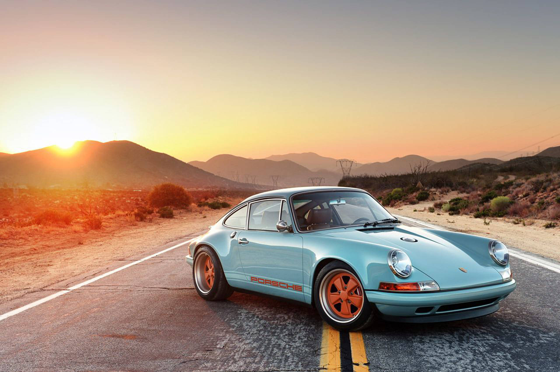 Download Gulf Blue Singer Porsche Wallpaper