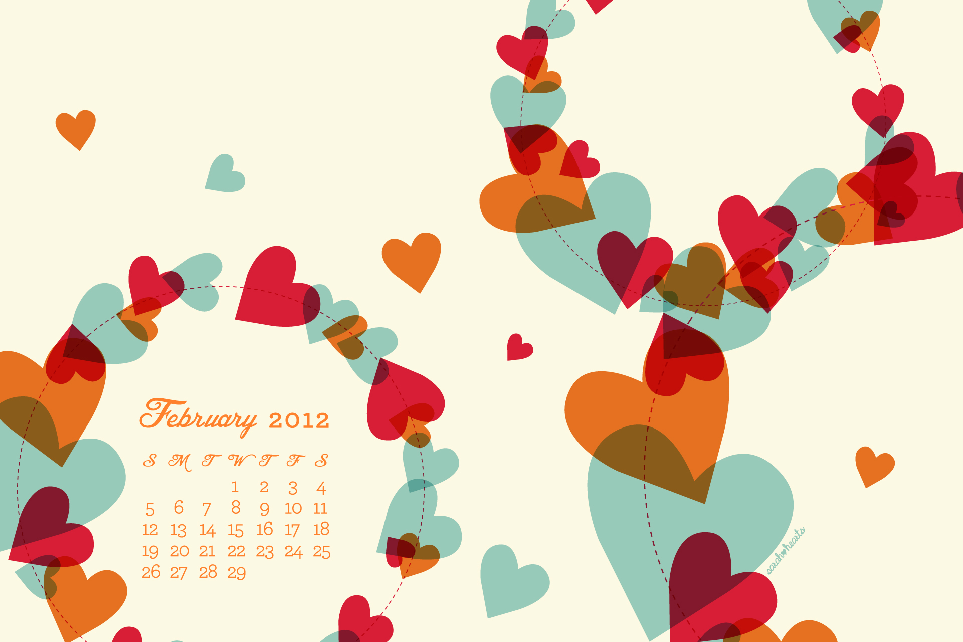 February 2012 Desktop, iPhone & iPad Calendar Wallpaper