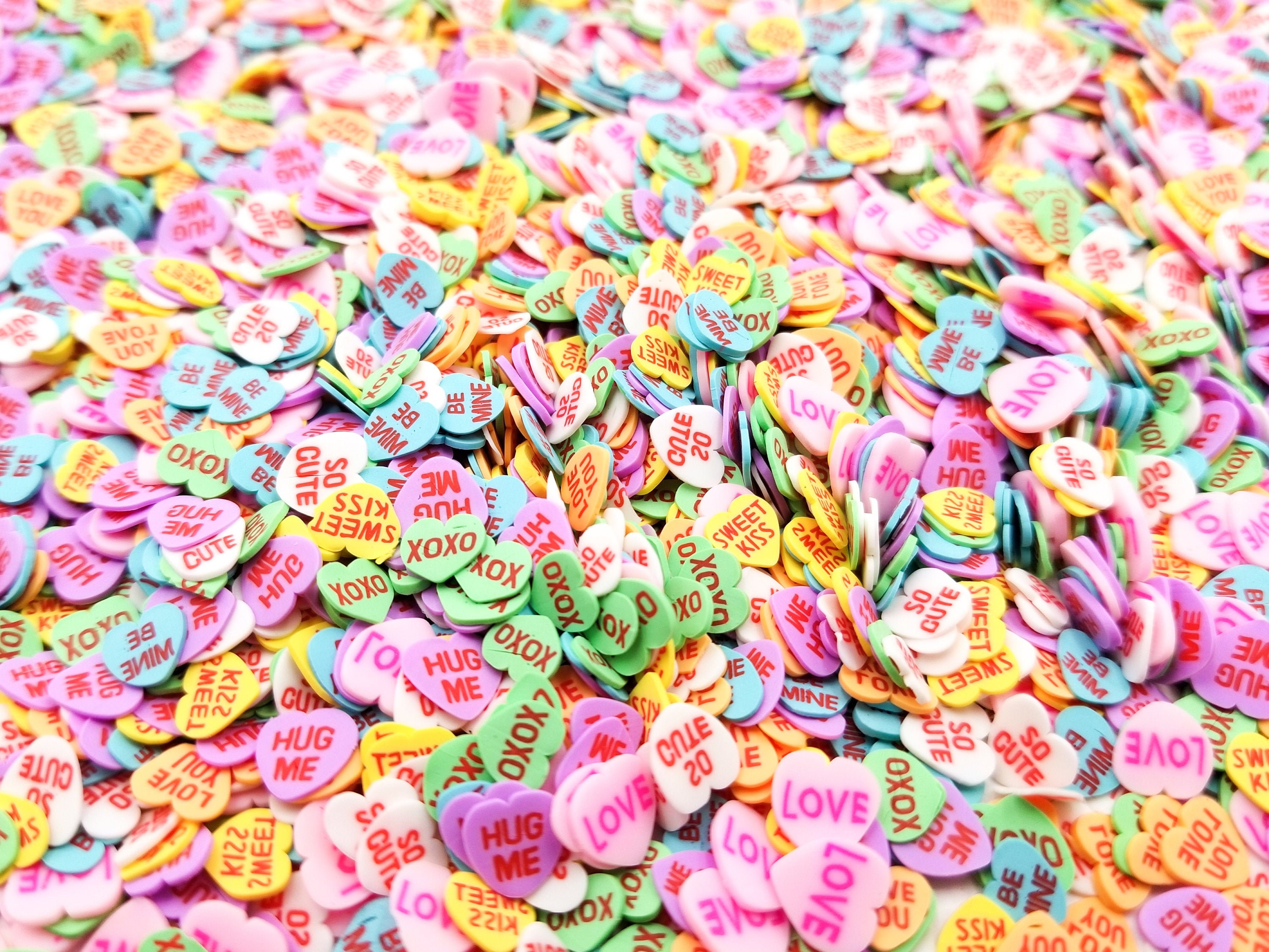 Small Conversation Heart Mix Polymer Clay Valentine Heart