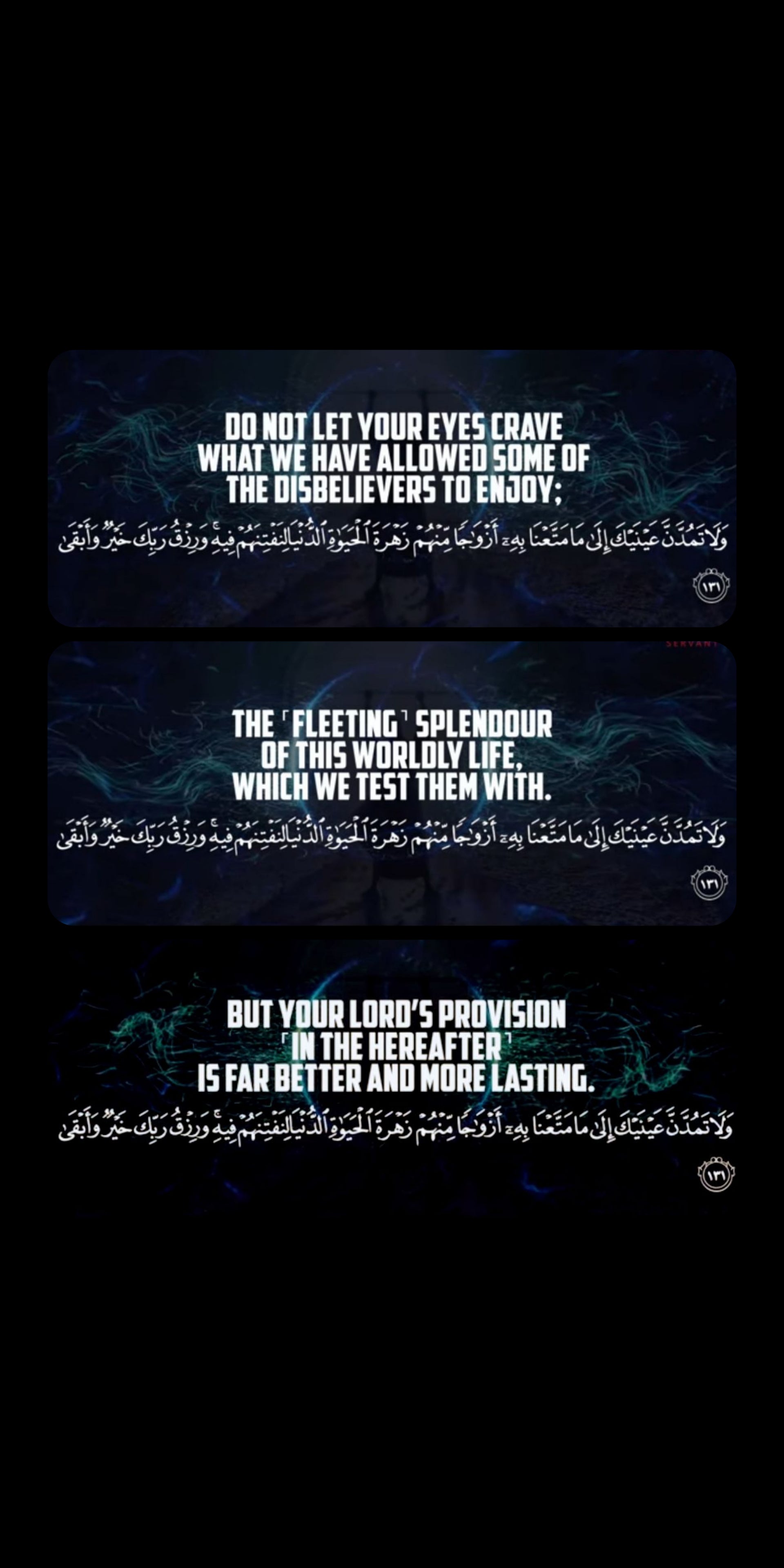A wallpaper in black for you guys to remind you of the reality of this world form surah taha. Inshallah this will benefit those seeking motivation. Please make dua for me assalamualaikum