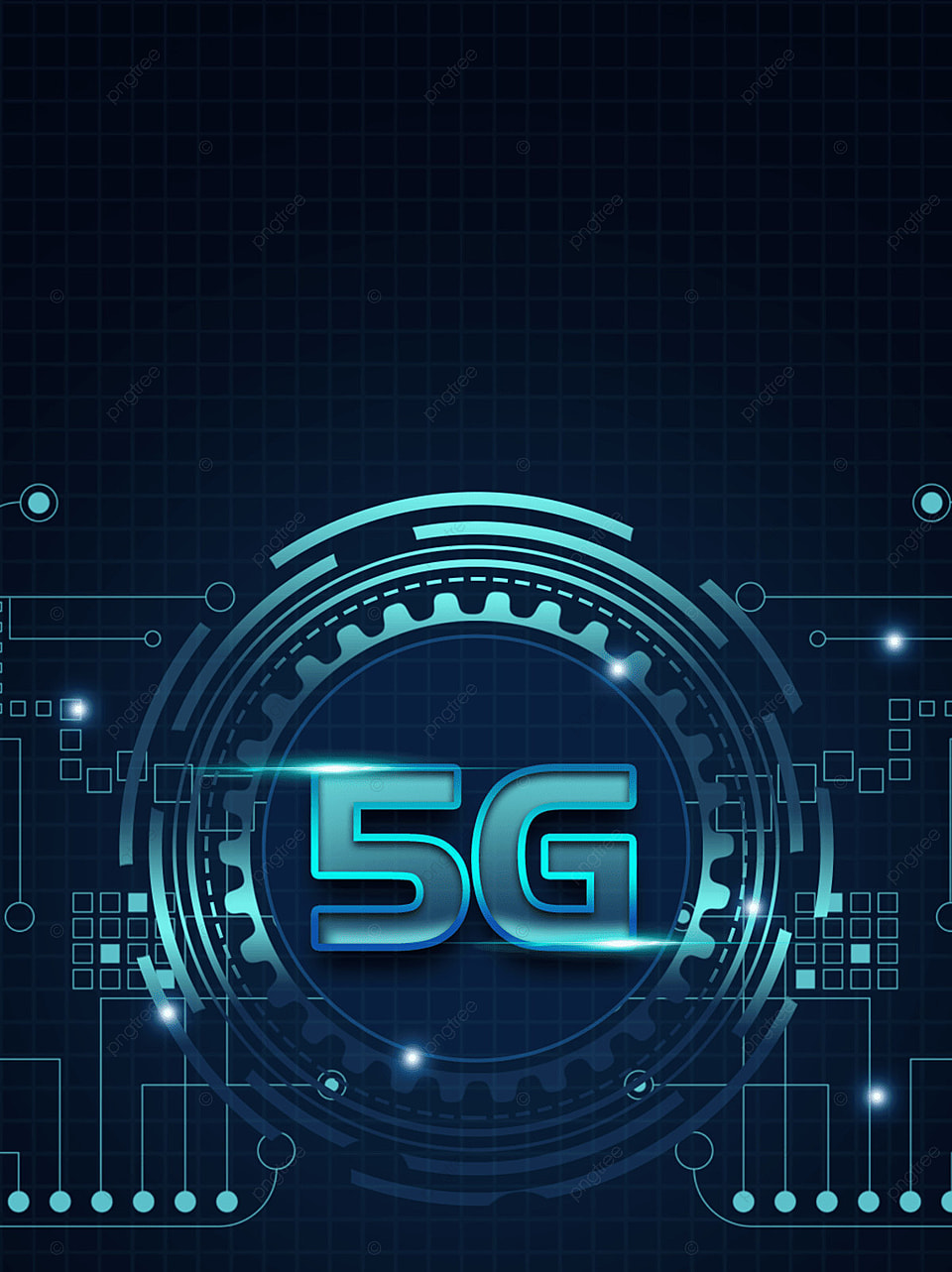 5g Technology Wind Dark Blue Gear Cool Particle Background, 5g, Element, Concept Background Image for Free Download