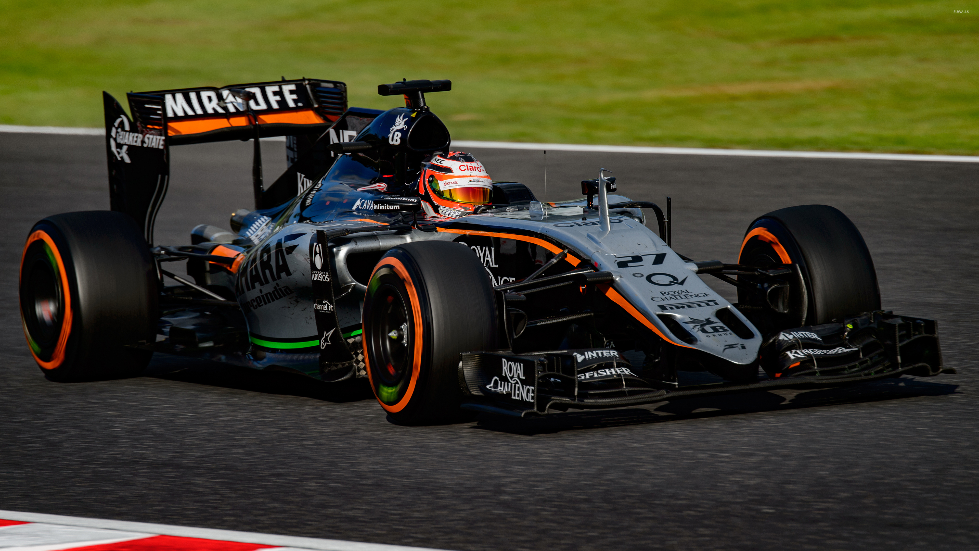 Nico Hulkenberg in Force India VJM08 during a race wallpaper wallpaper