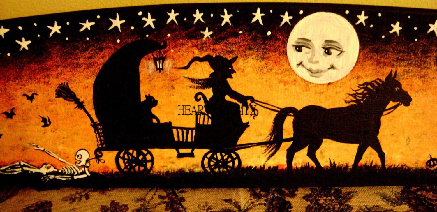 Halloween Greetings Vintage Digital Image Wall Art Download