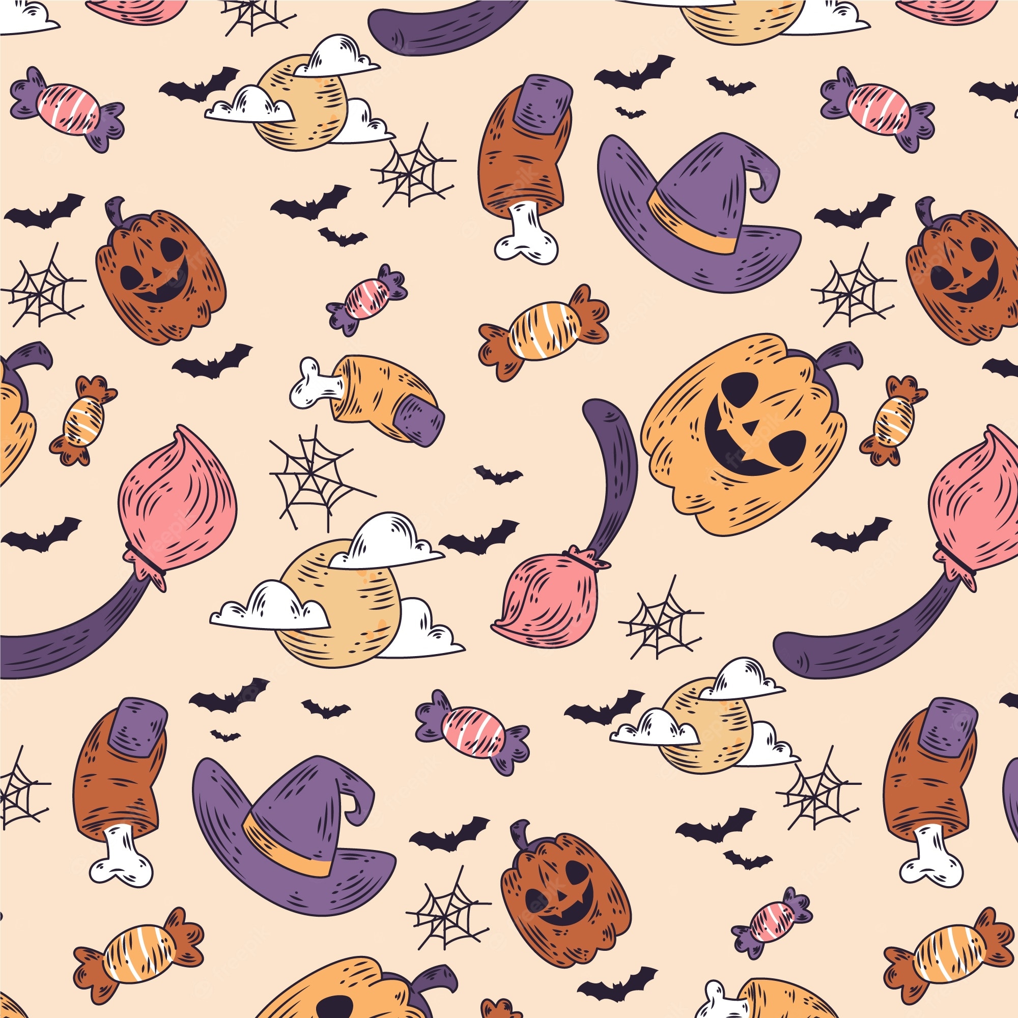 Vintage halloween pattern Image. Free Vectors, & PSD