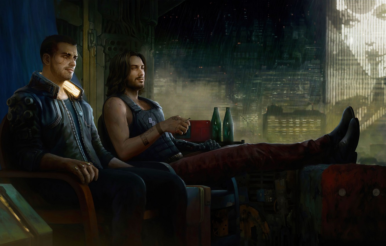 Wallpaper Two, Keanu Reeves, Men, Keanu Reeves, Cyberpunk Video Game image for desktop, section игры