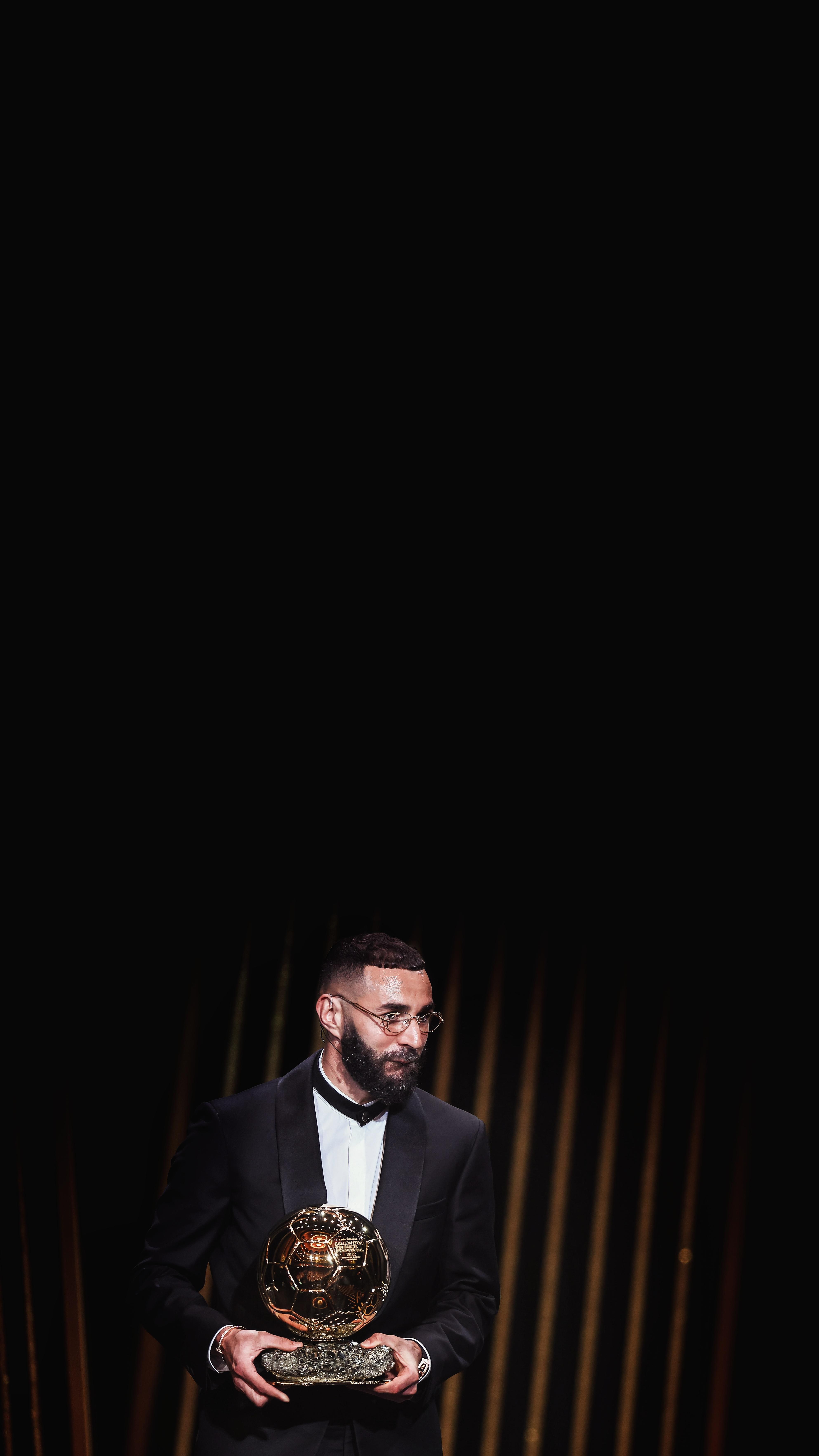 HD Wallpaper of Karim Benzema X Ballon d'Or & Thibaut Courtois X Yashin Trophy