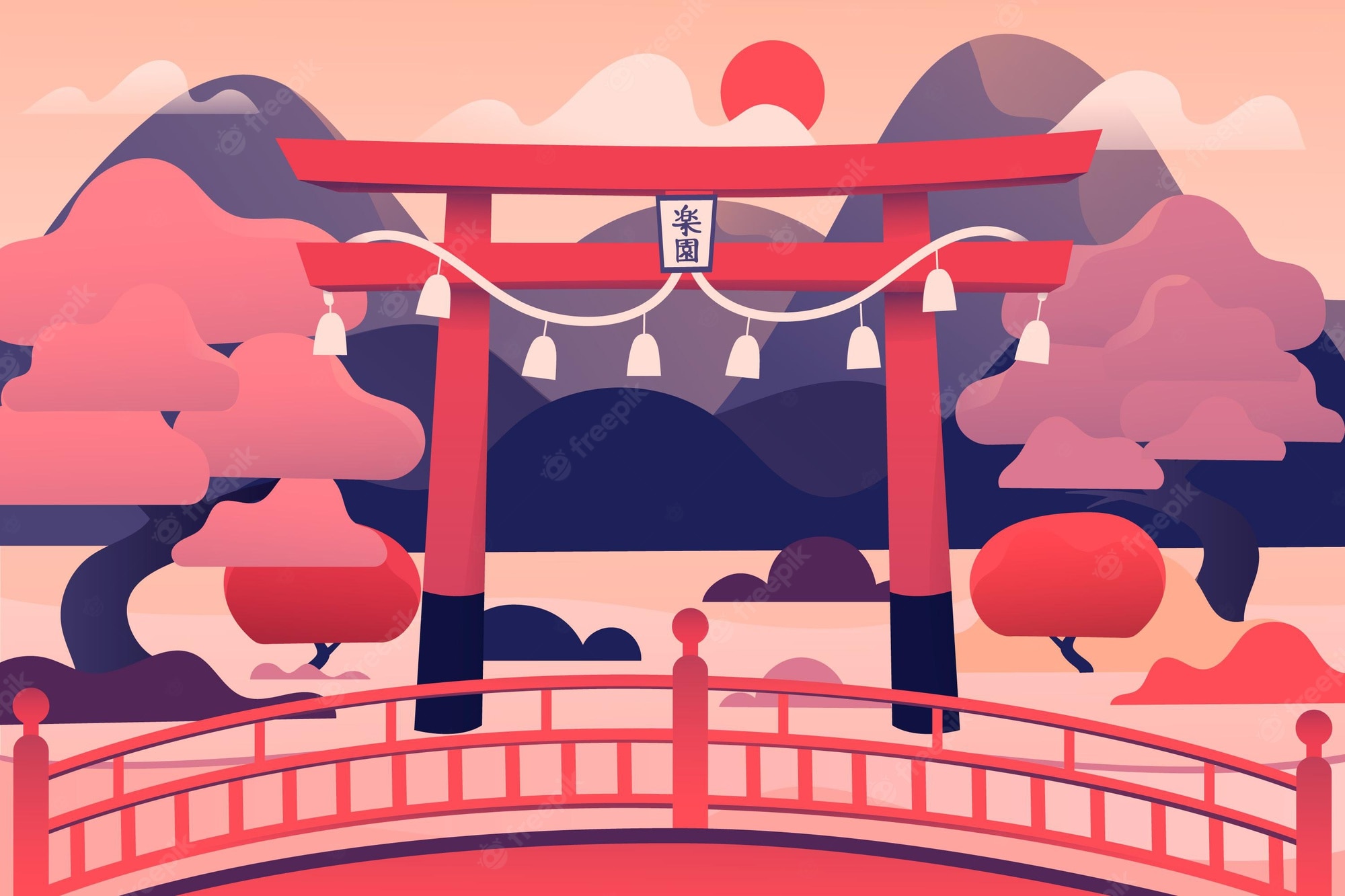 Japanese landscape Image. Free Vectors, & PSD