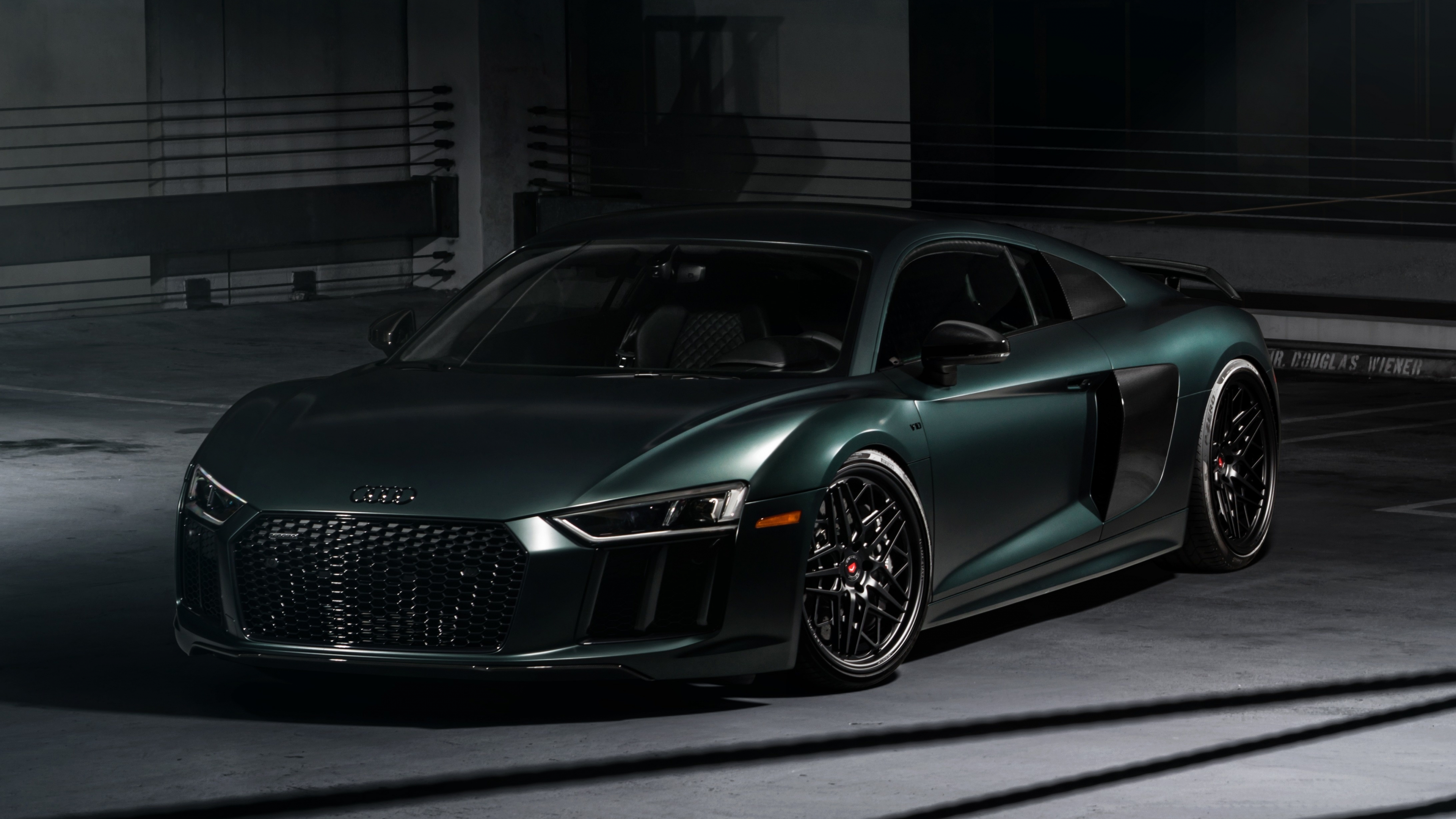 Download 3840x2160 basement, dark green, audi r8 4k wallpaper, uhd wallpaper, 16:9 widescreen wallpaper, 3840x2160 HD image, background, 8297