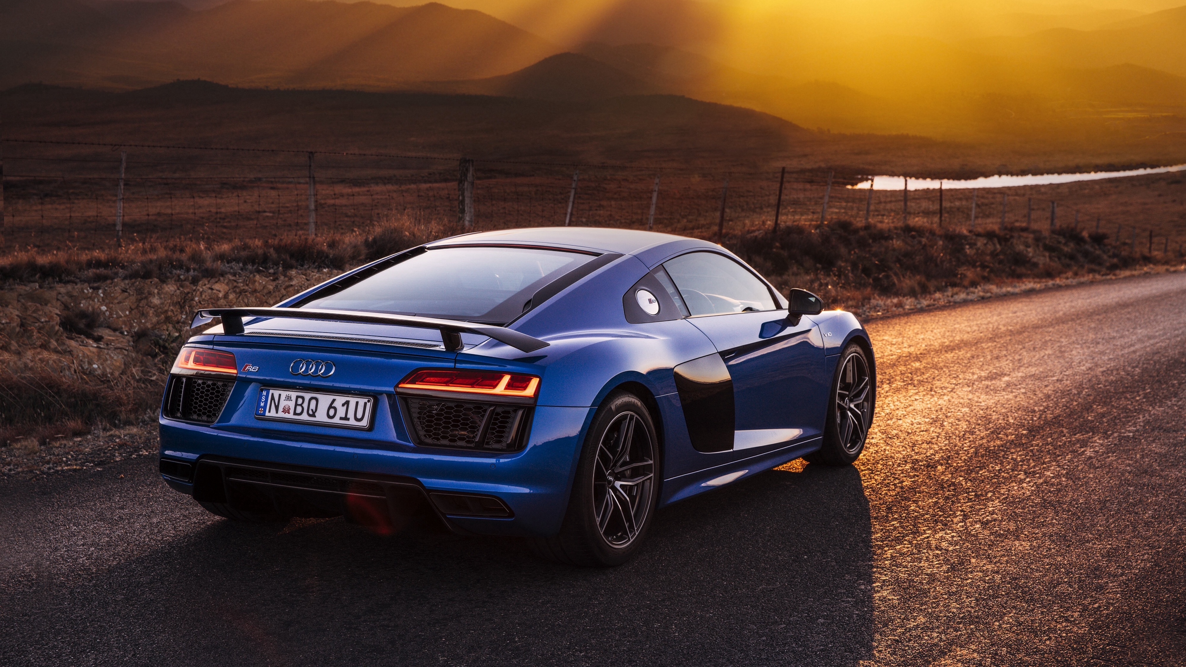 Wallpaper 4k audi, r v blue, side view 4k Wallpaper