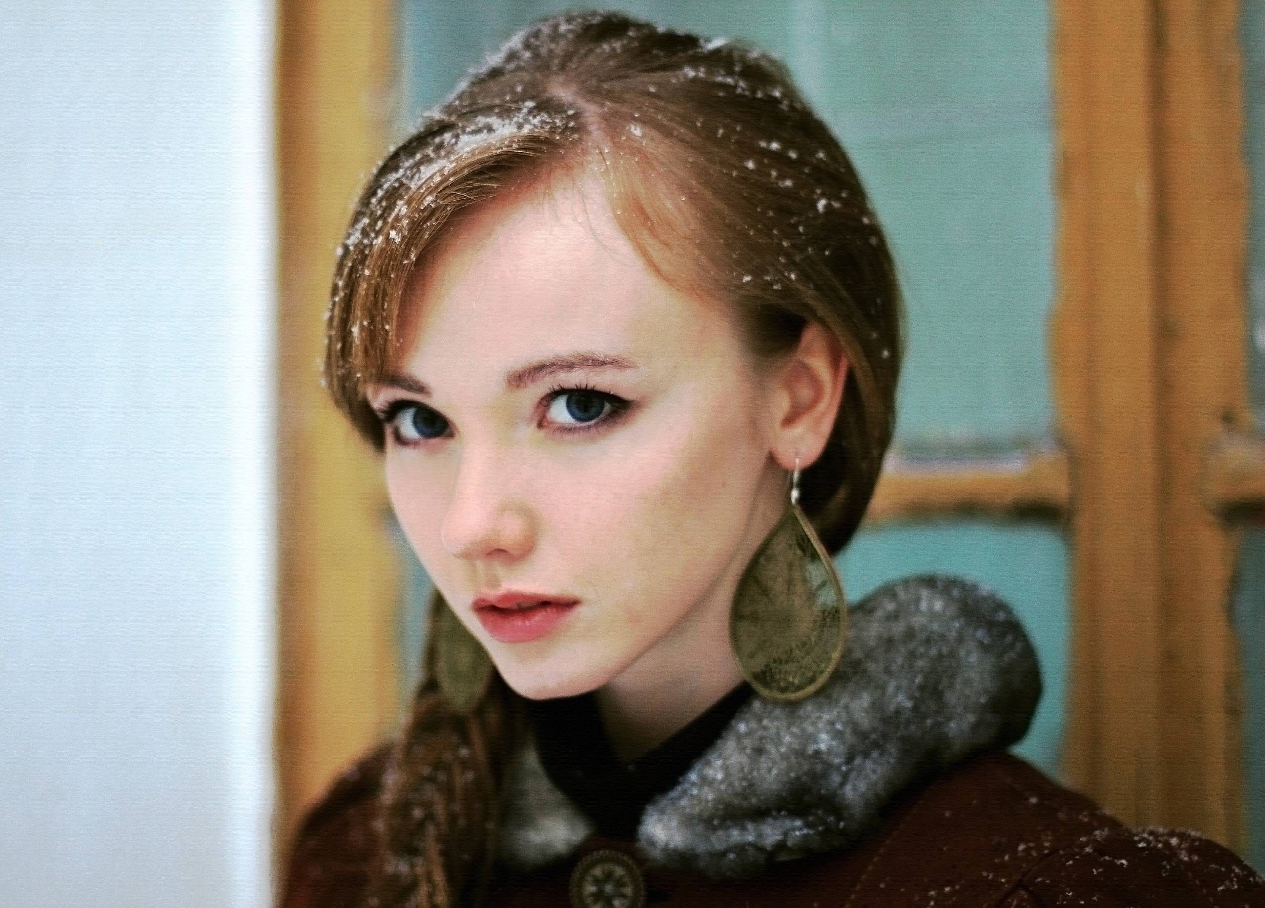 Olesya Kharitonova, Women, Looking At Viewer, Blue Eyes Wallpaper HD / Desktop and Mobile Background