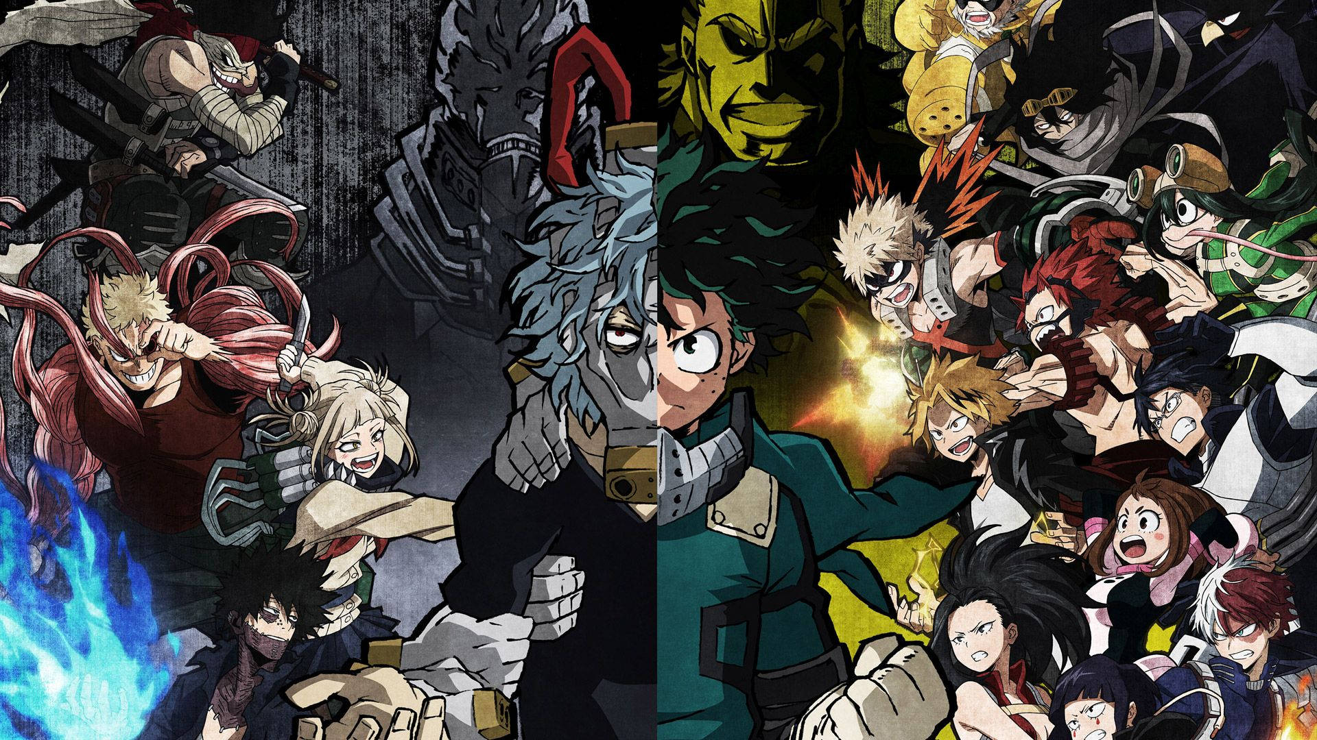 Download Heroes Unite in the Fight Against Villains Wallpaper