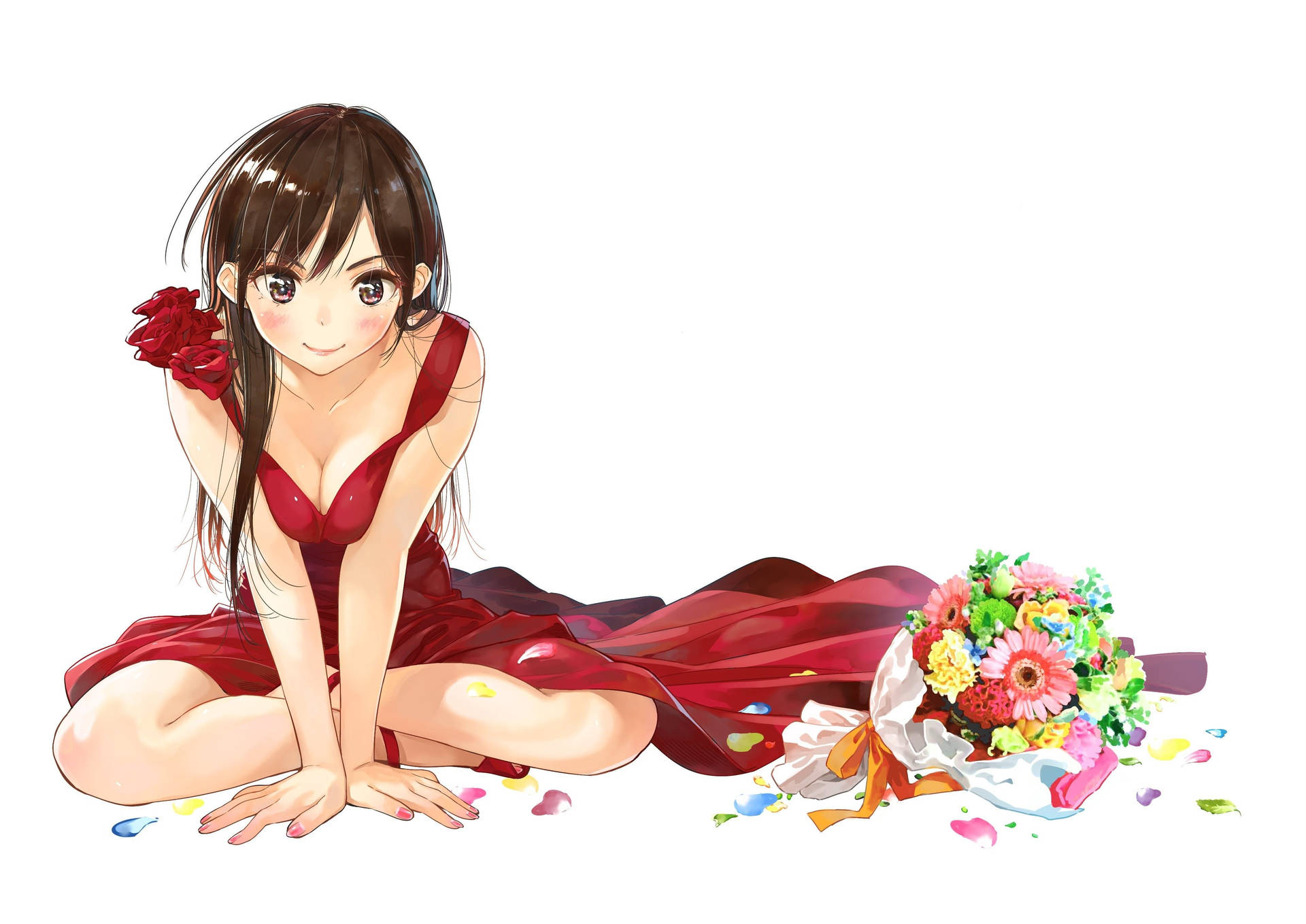 Download Rent A Girlfriend Chizuru In Red Dress Wallpaper