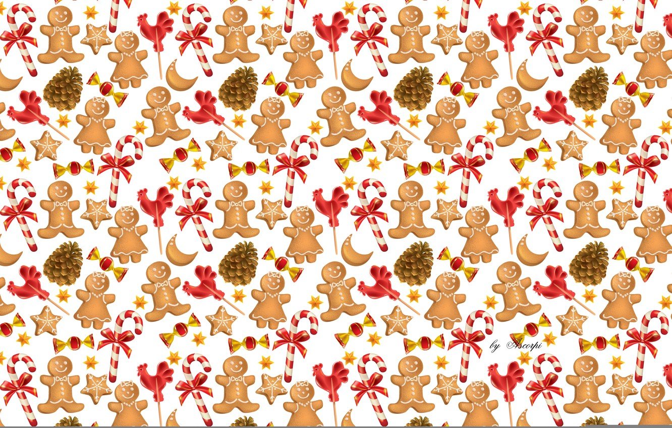 Gingerbread man Christmas pattern illustration  Cute christmas wallpaper  Christmas illustration Christmas wallpaper