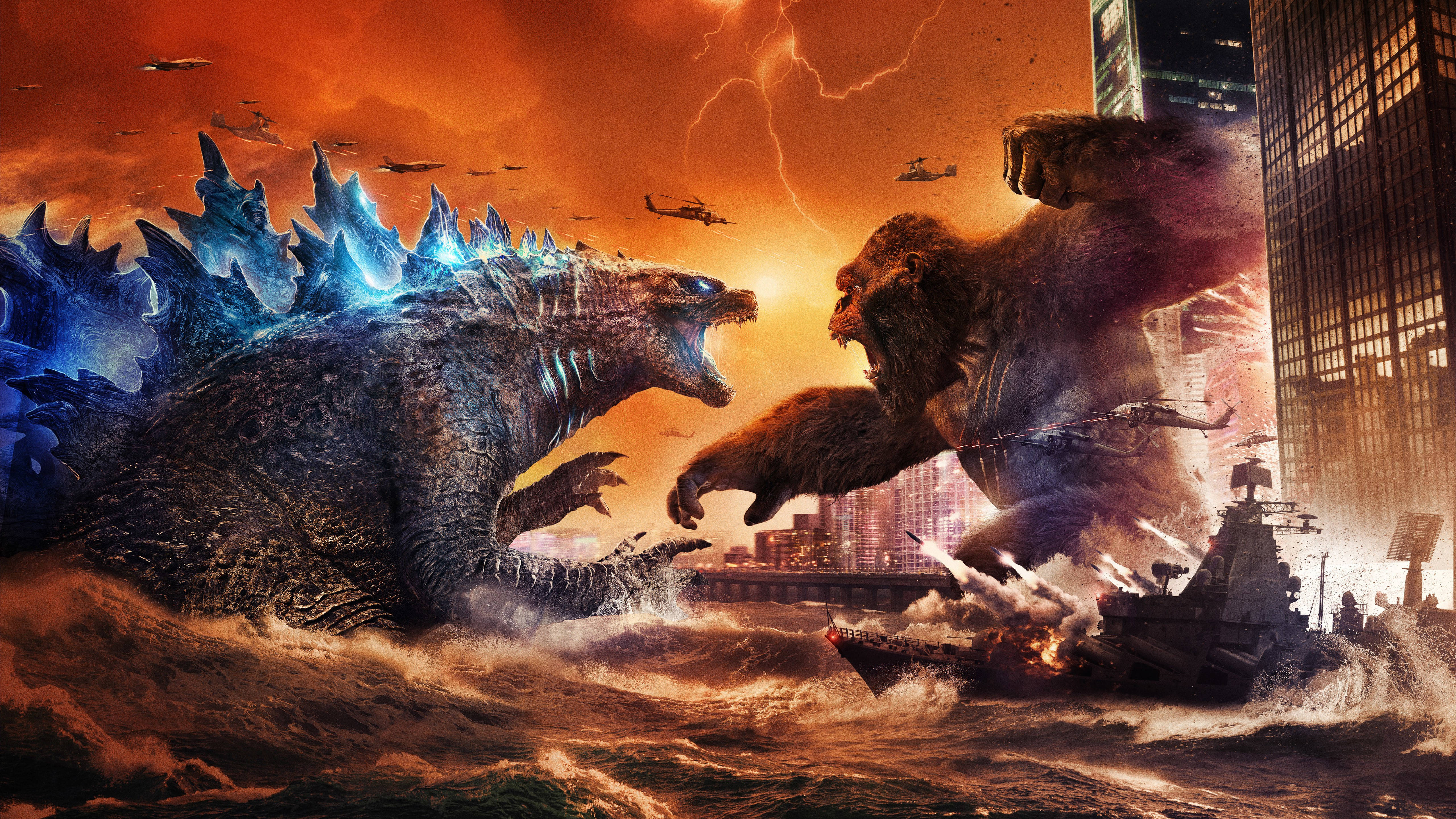 Download Godzilla Vs Kong Sea Battle Wallpaper