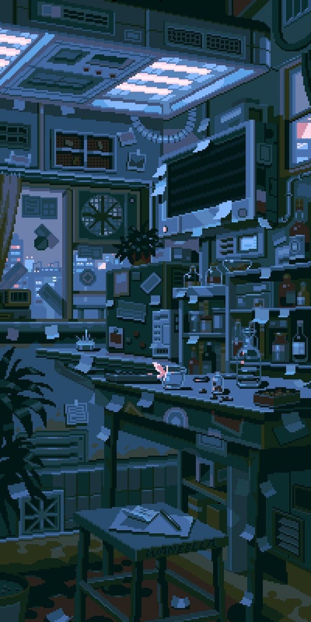 Download Cyberpunk Pixel Art Wallpaper