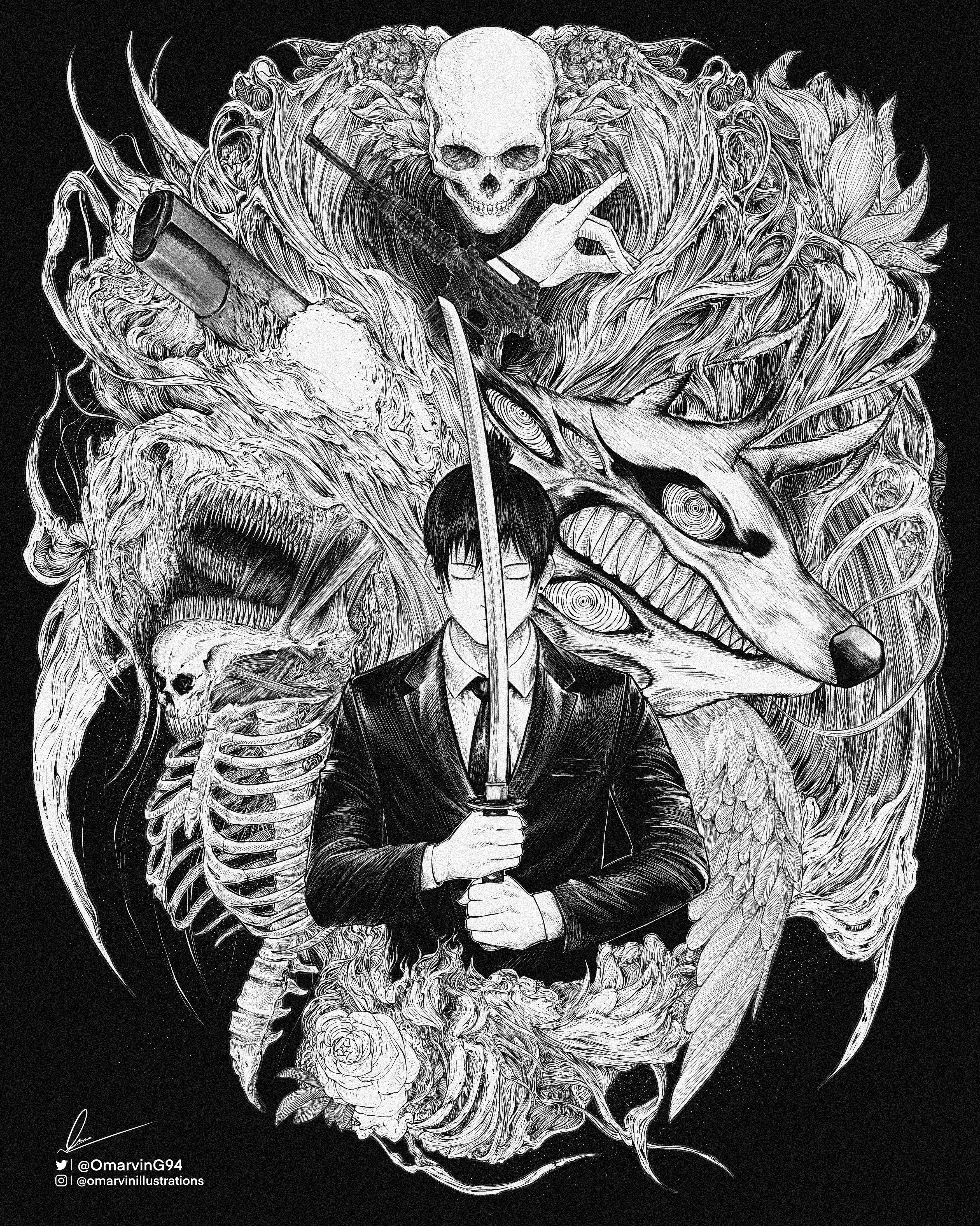 Drawing Aki Hayakawa in my artstyle! (35 hours)