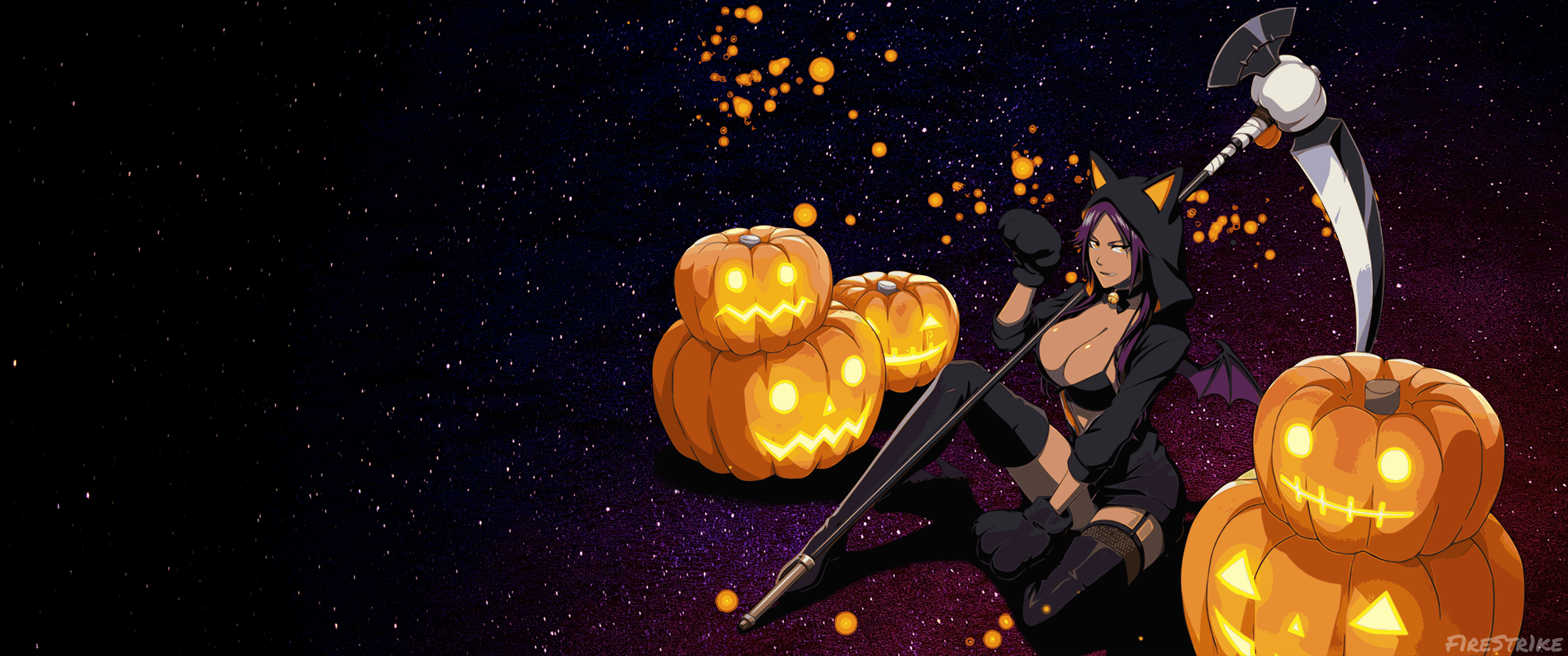 Yoruichi (Halloween Version) 4k Wallpaper, because you can't have 1 without the other