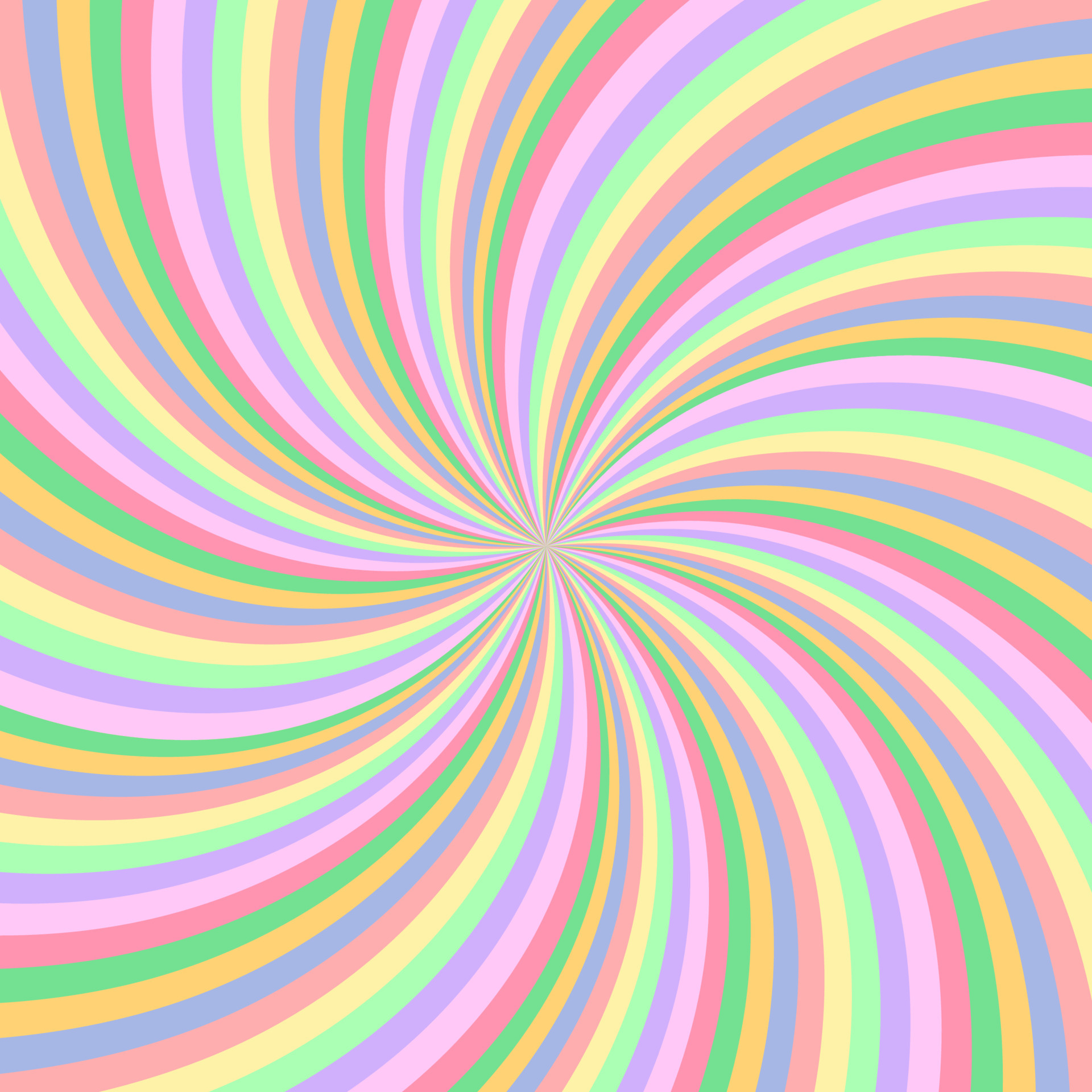 Rainbow swirl background. Radial pastel rainbow of twisted spiral. Vector illustration