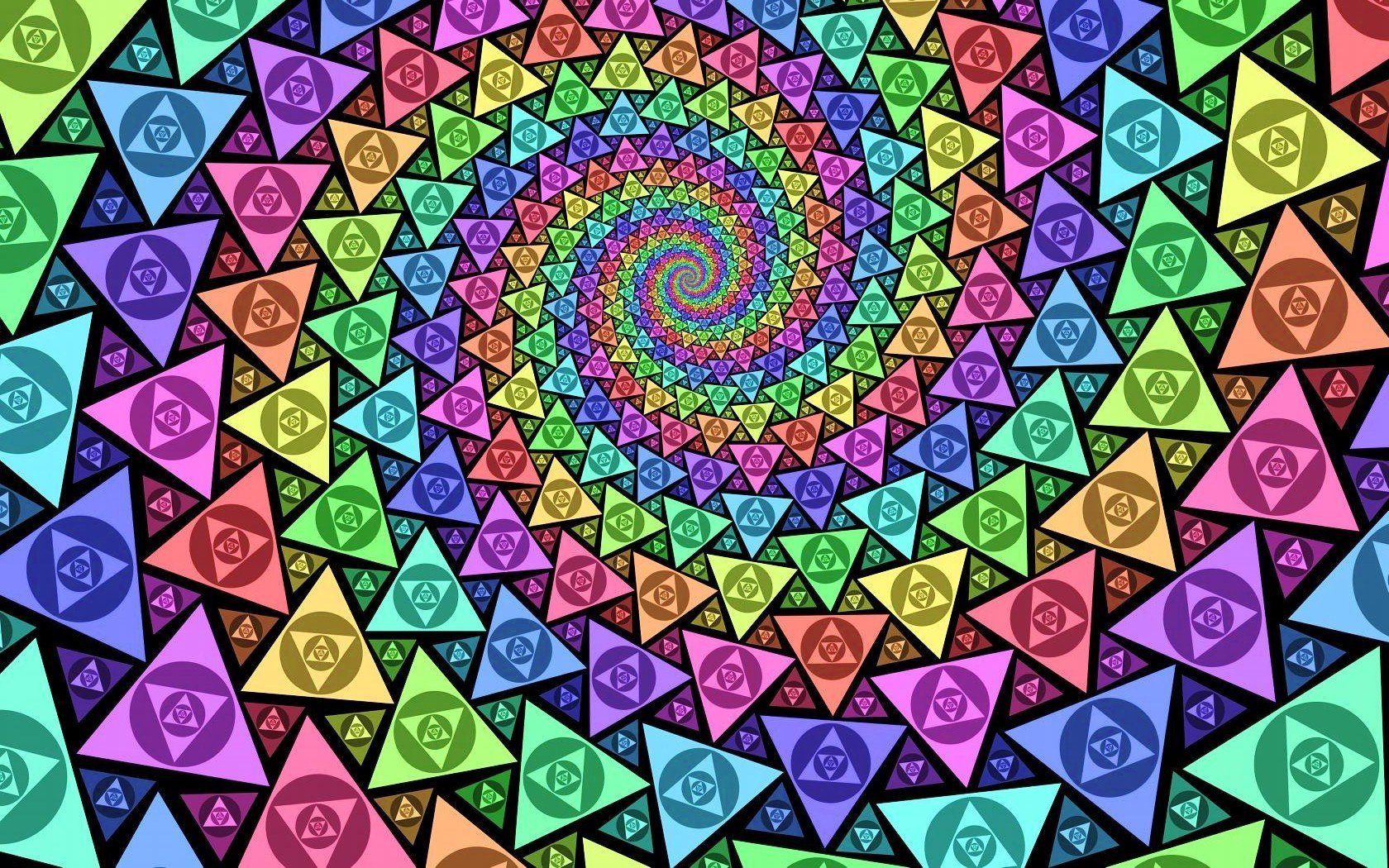 spiral, Psychedelic, Rainbows, Trippy, Colors, Triangles Wallpaper HD / Desktop and Mobile Background