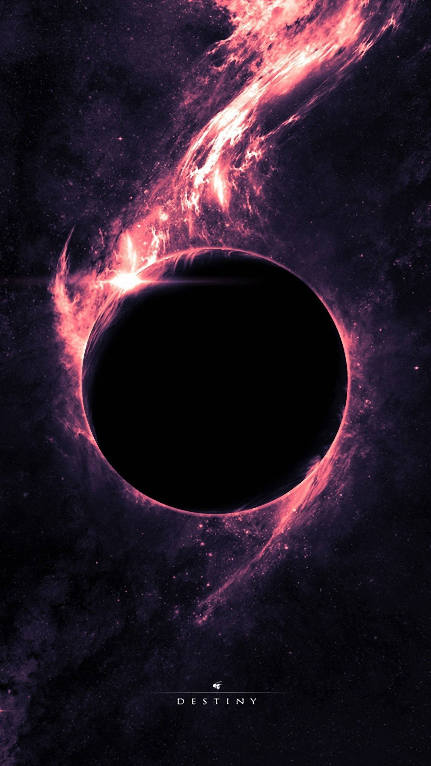 Download Fiery Black Hole Space Phone Wallpaper