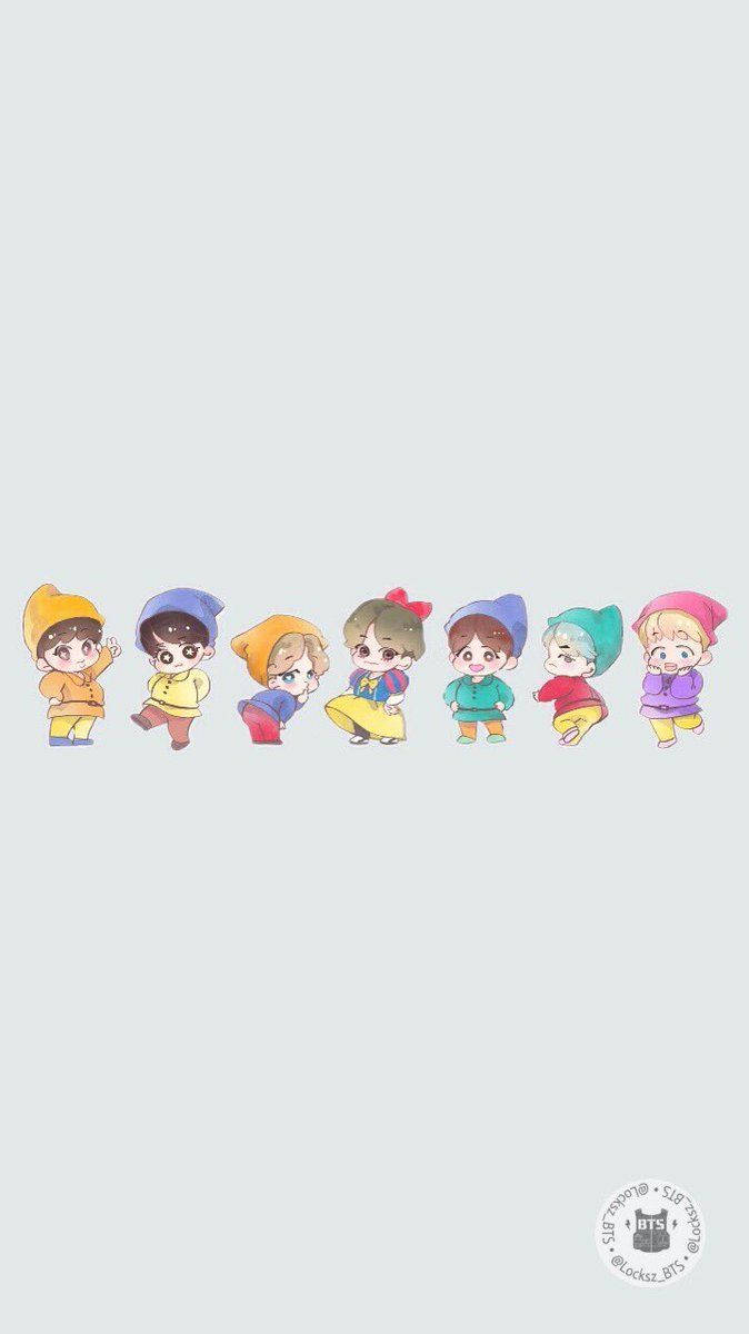 Download Bts Cartoon Cute Dwarves Wallpaper