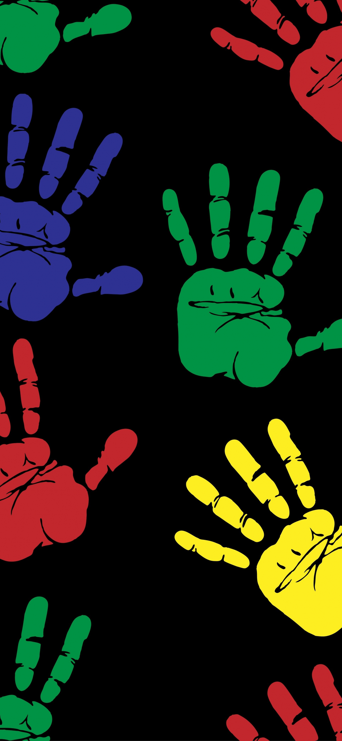 Download wallpaper 1125x2436 hands, print, colorful, abstract, iphone x, 1125x2436 HD background, 1136