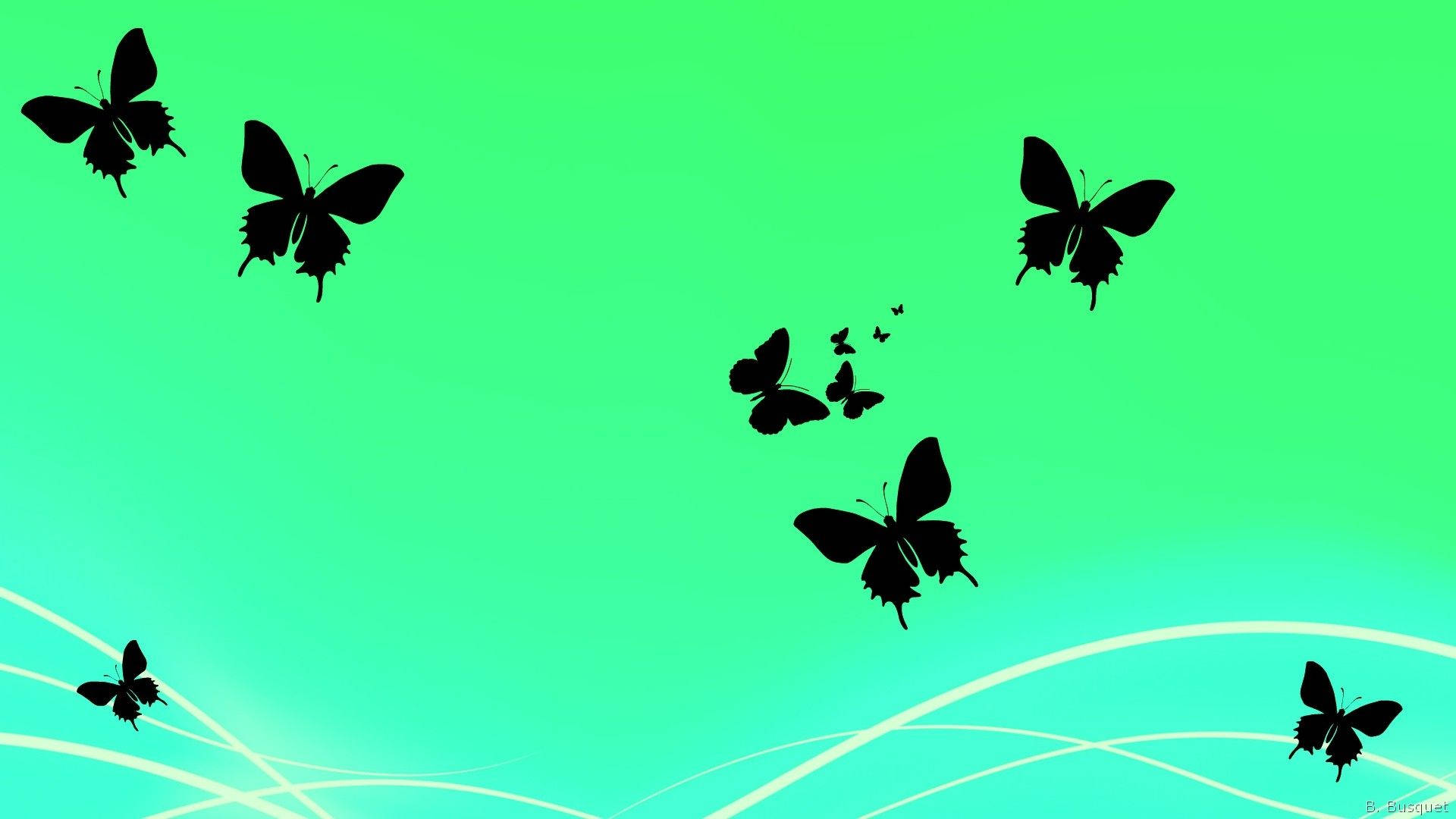 Download Green Gradient Butterfly Aesthetic Wallpaper