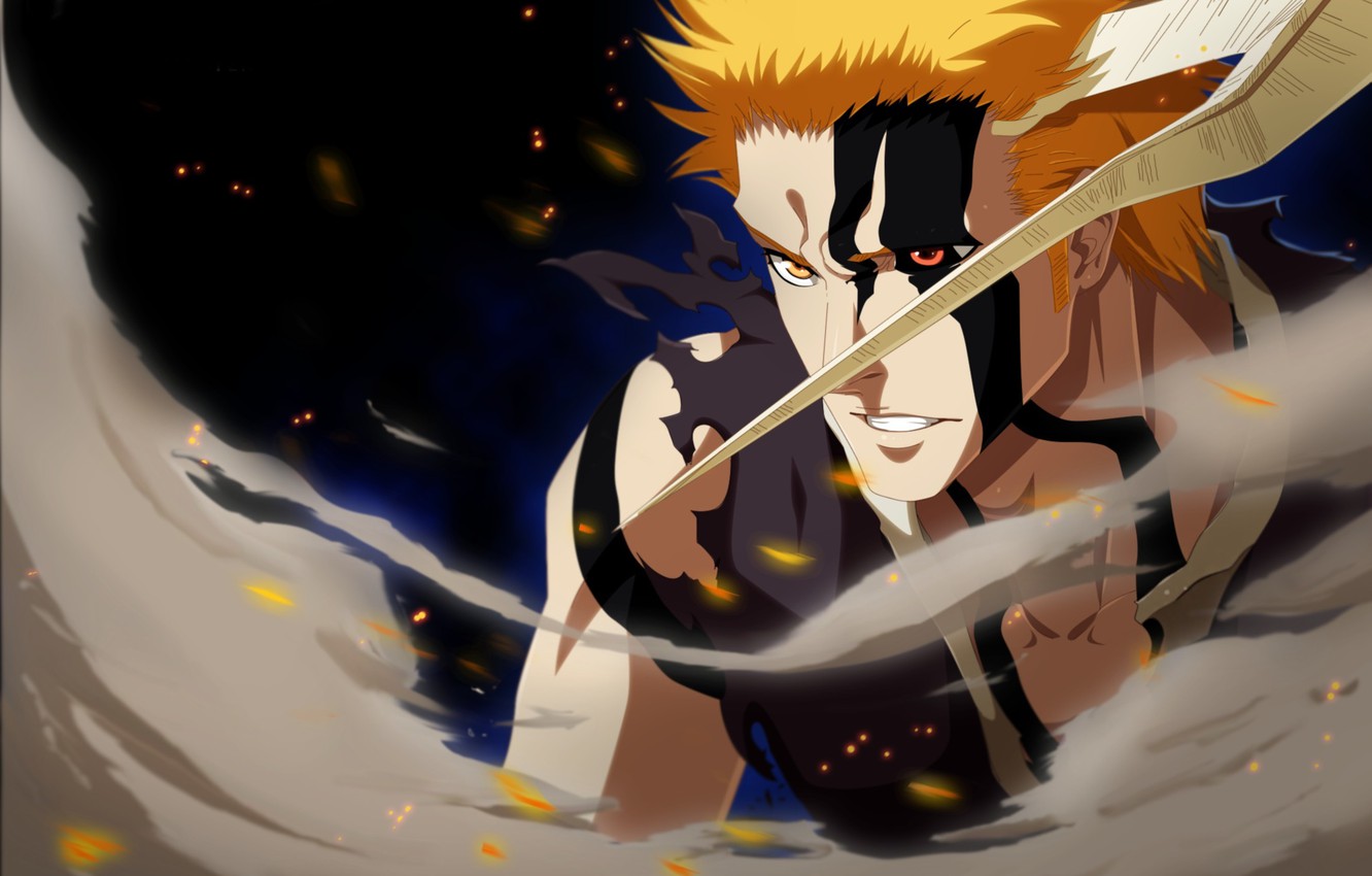 Wallpaper battlefield, game, Bleach, anime, power, Kurosaki Ichigo, warrior, manga, japanese, oriental, powerful, strong, muscular, shinigami, substitute shinigami, quincy image for desktop, section сёнэн