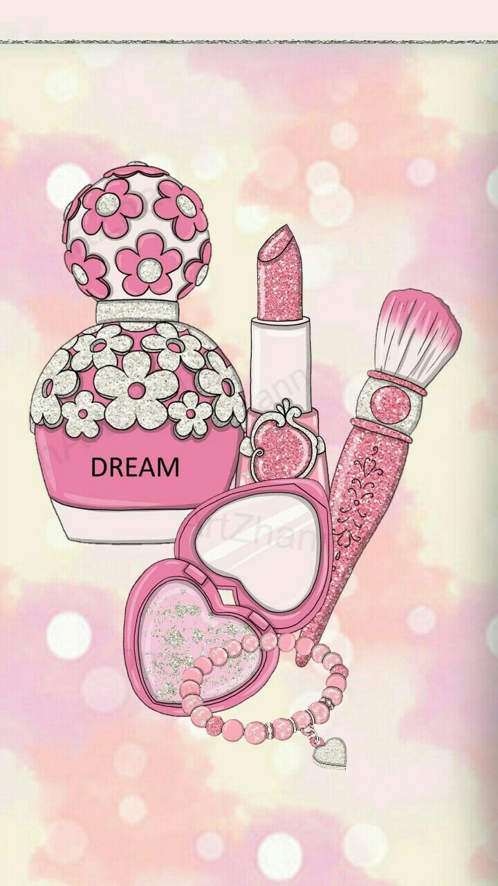 Maquillaje. Pink wallpaper girly, Girly scrapbook paper, Flower phone wallpaper