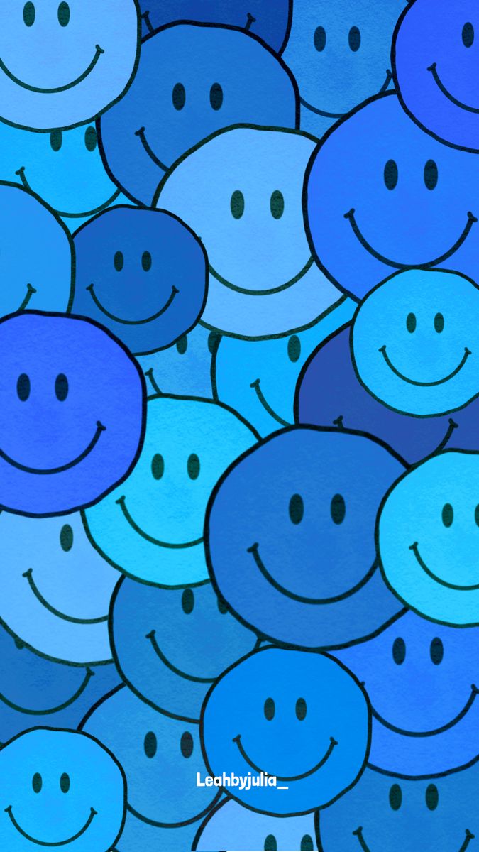 Blue Drip Smiley Face Wall Art digital Preppy Wall HD phone wallpaper   Pxfuel