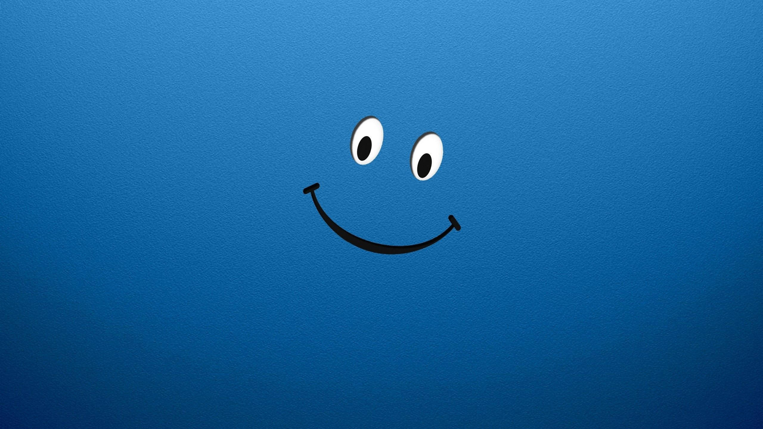 Download Blue Happy Smiley Face Wallpaper