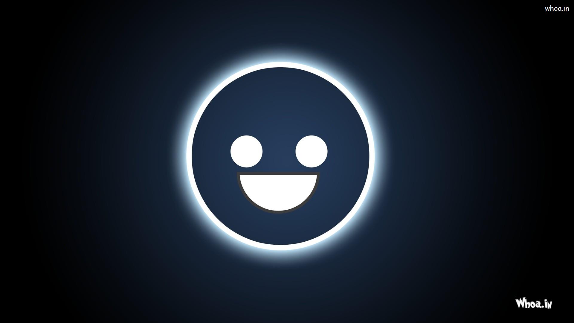 Big Blue Smiley Face With Blue Background HD Funny Wallpaper