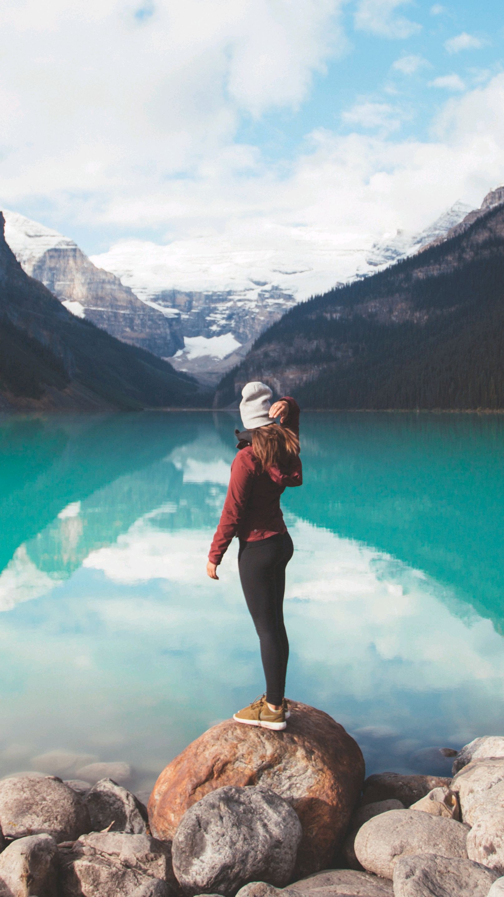Girl At Deep Blue Lake Alberta Canada IPhone Wallpaper iPhoneswallpaper Com Wallpaper, iPhone Wallpaper