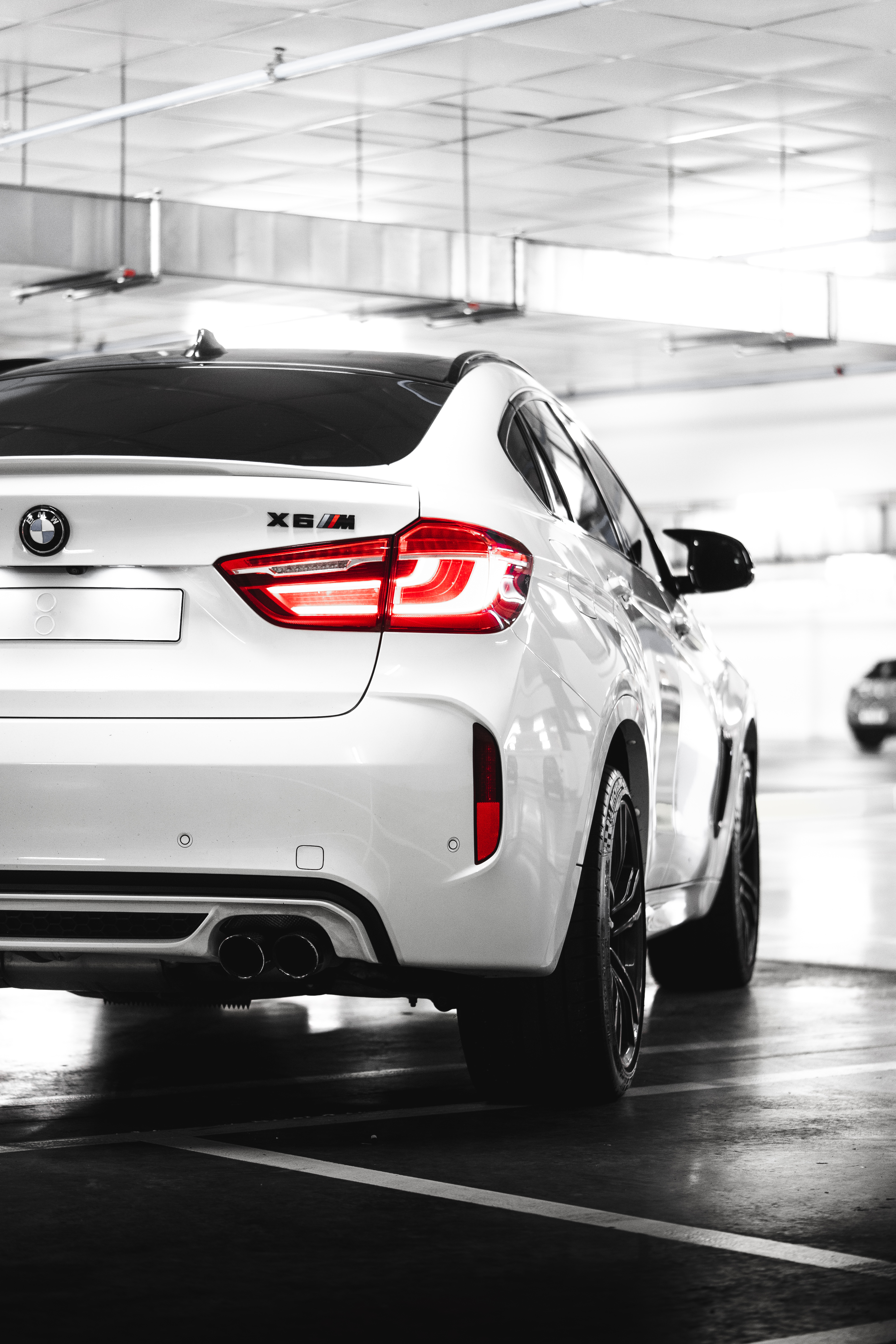 White BMW X6M Rear View Free