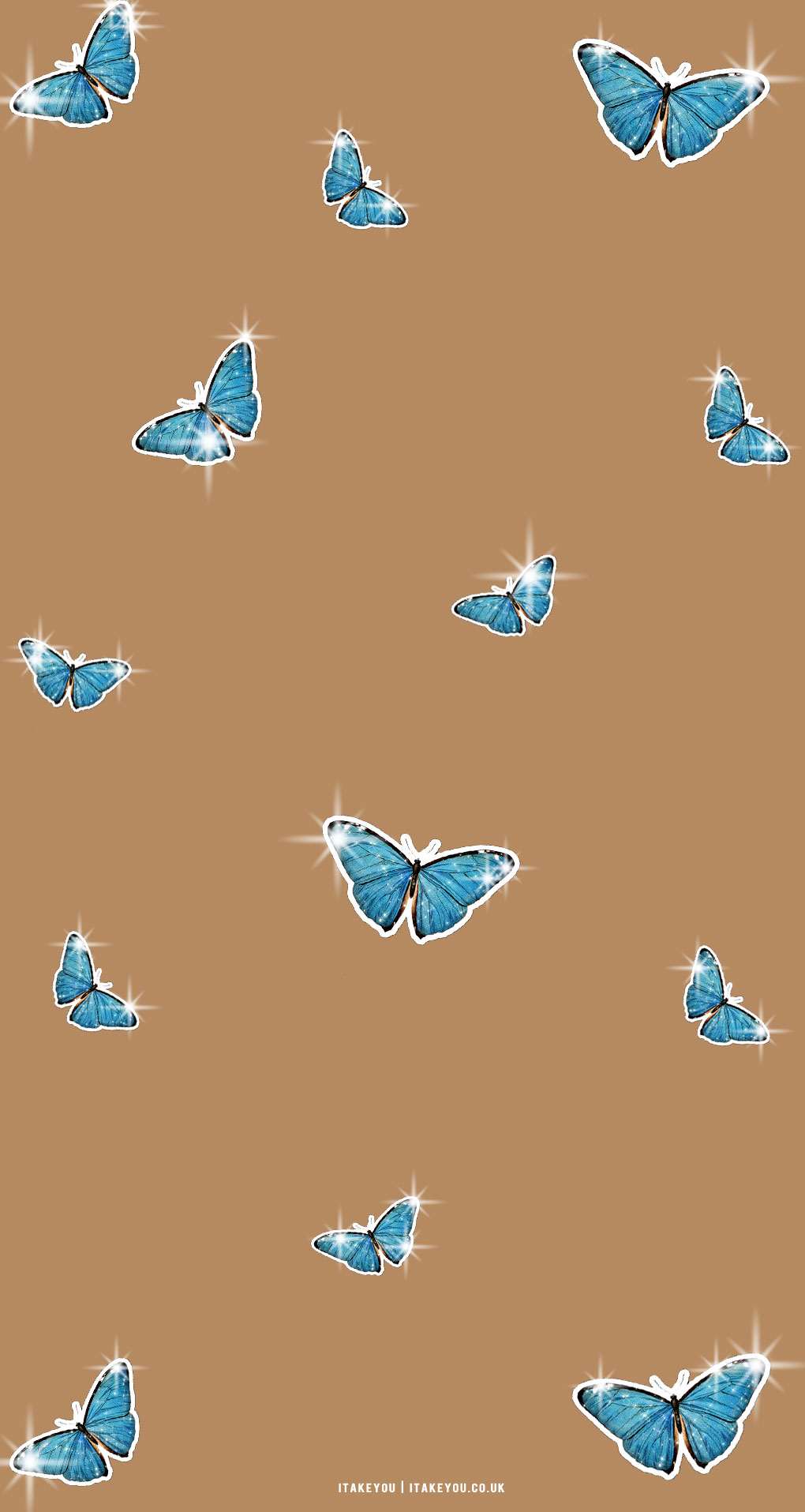 Cute Brown Aesthetic Wallpaper for Phone, Shiny Blue Butterflies I Take You. Wedding Readings. Wedding Ideas