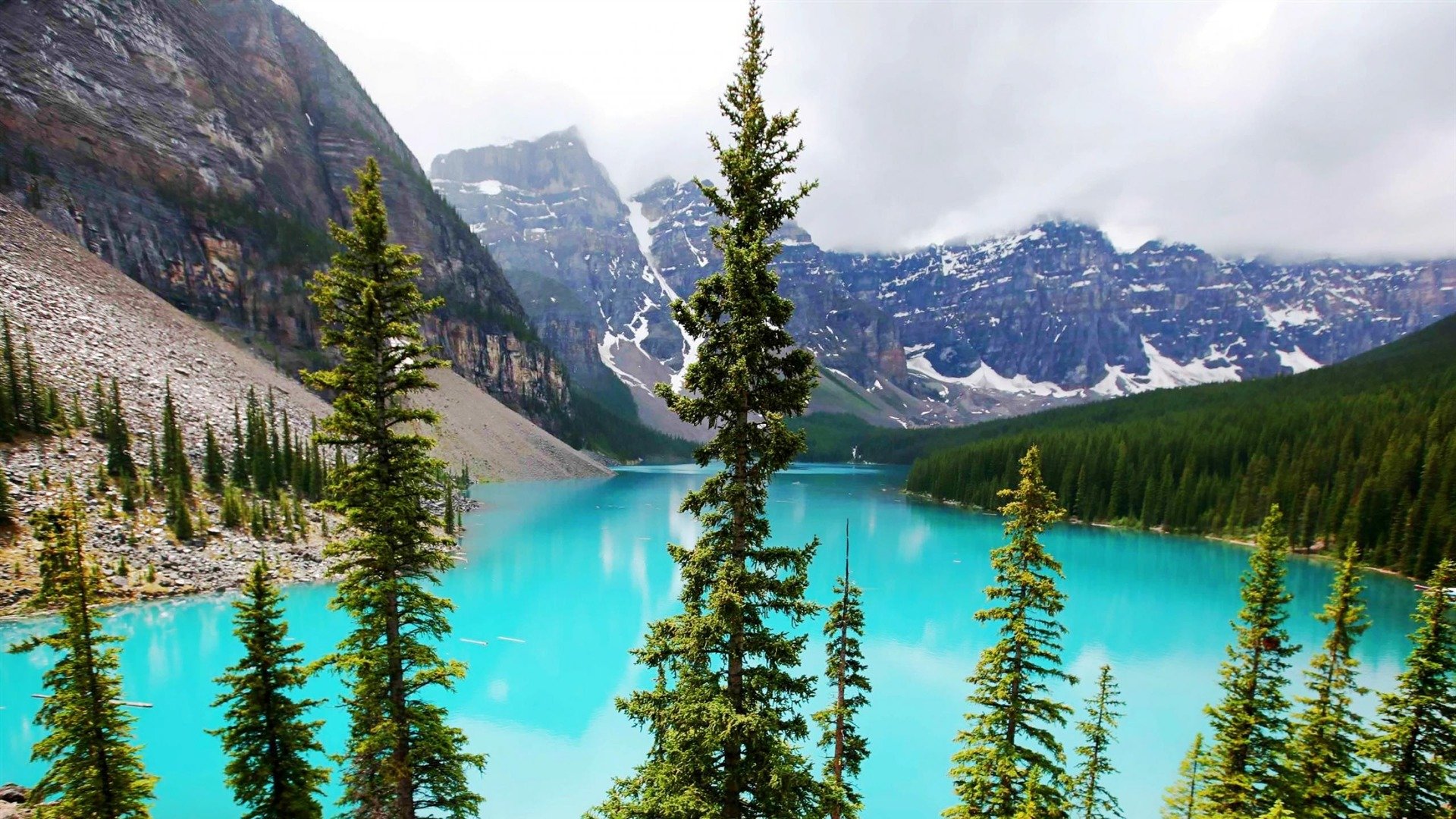 Moraine Lake Banff Alberta Canada Nature Photo Wallpaper