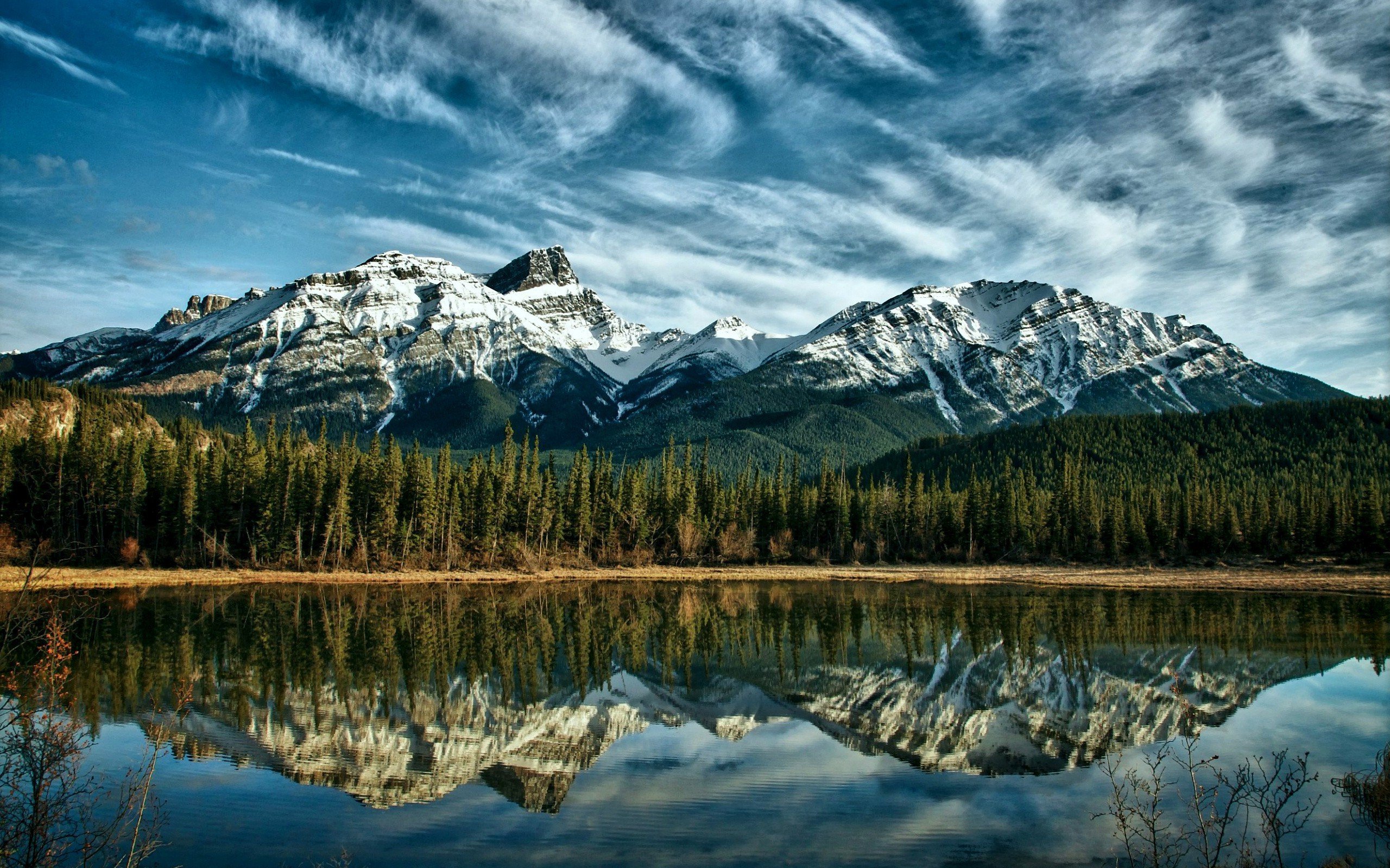 nature, Mountain, Reflection, Trees, Canada Wallpaper HD / Desktop and Mobile Background