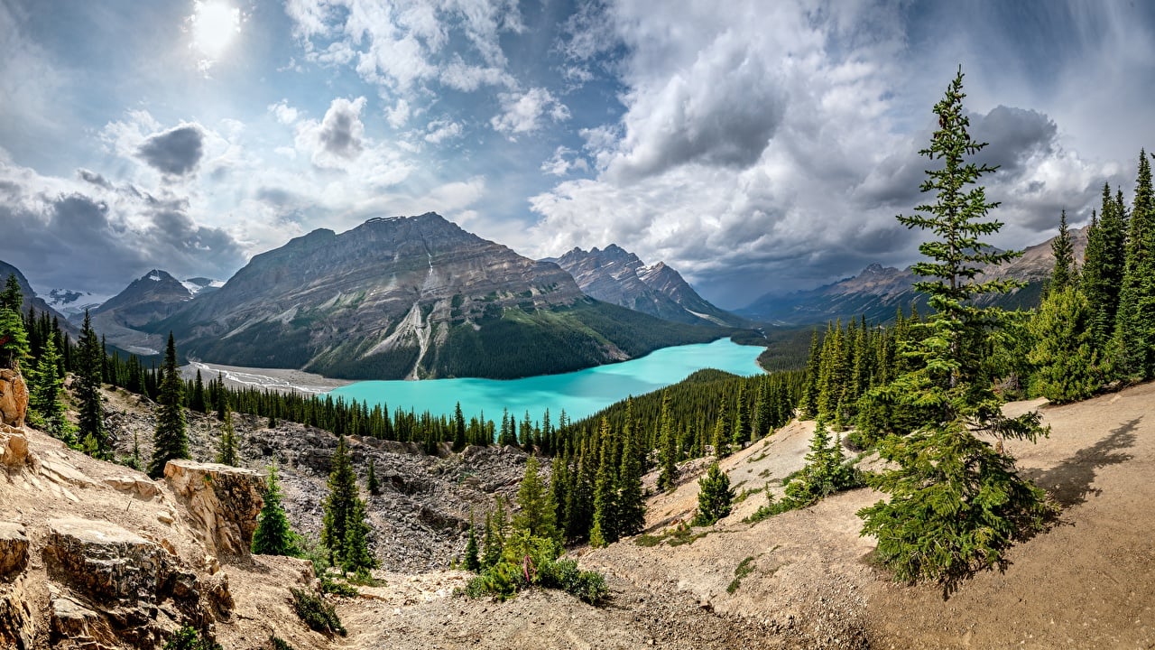 Desktop Wallpaper Banff Canada Alberta, Peyto Lake Nature Mountains