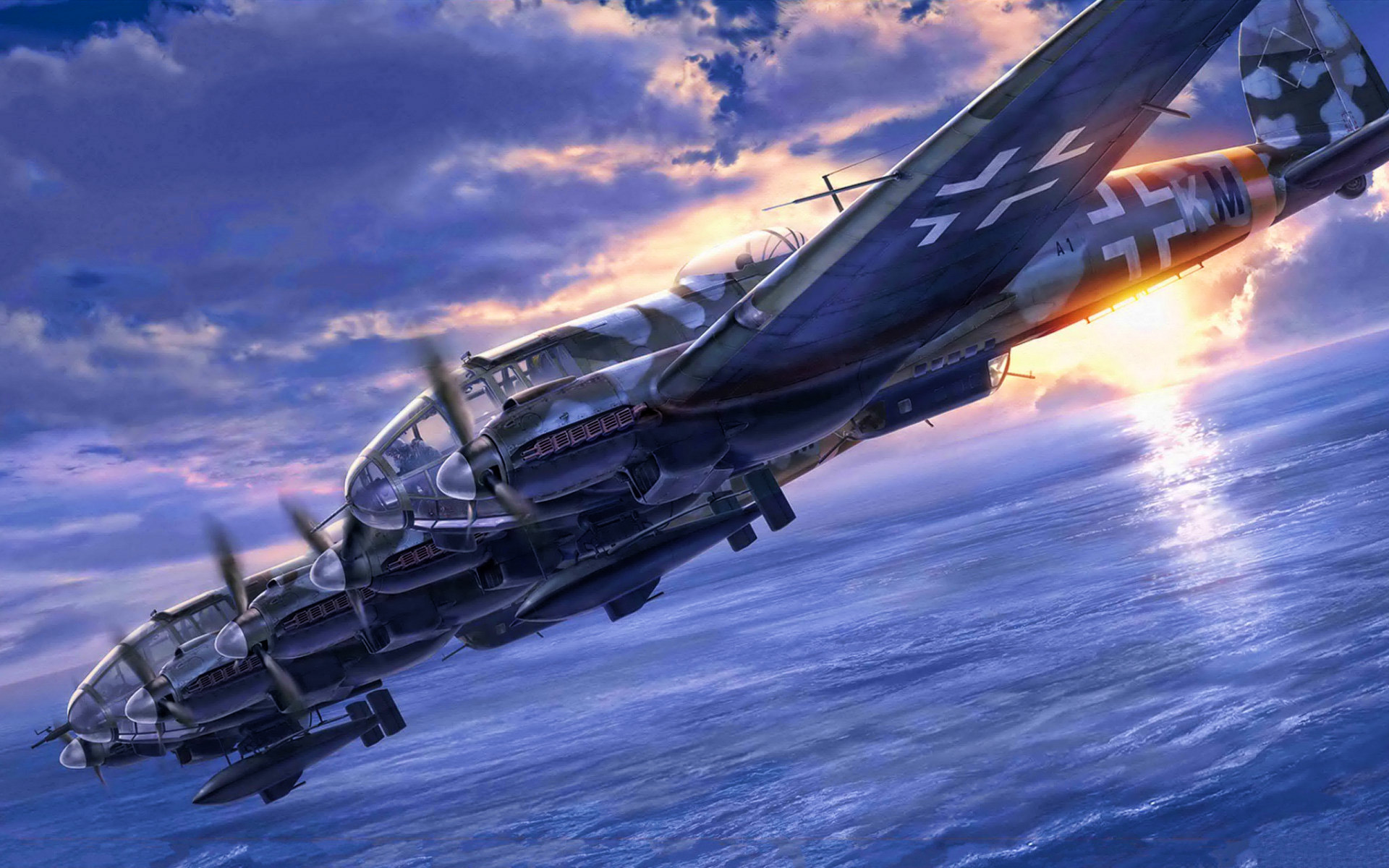 Download Wallpaper Heinkel He 111 Z 2, Bomber, Artwork, Aircraft, Luftwaffe, He 111, German Army For Desktop With Resolution 1920x1200. High Quality HD Picture Wallpaper