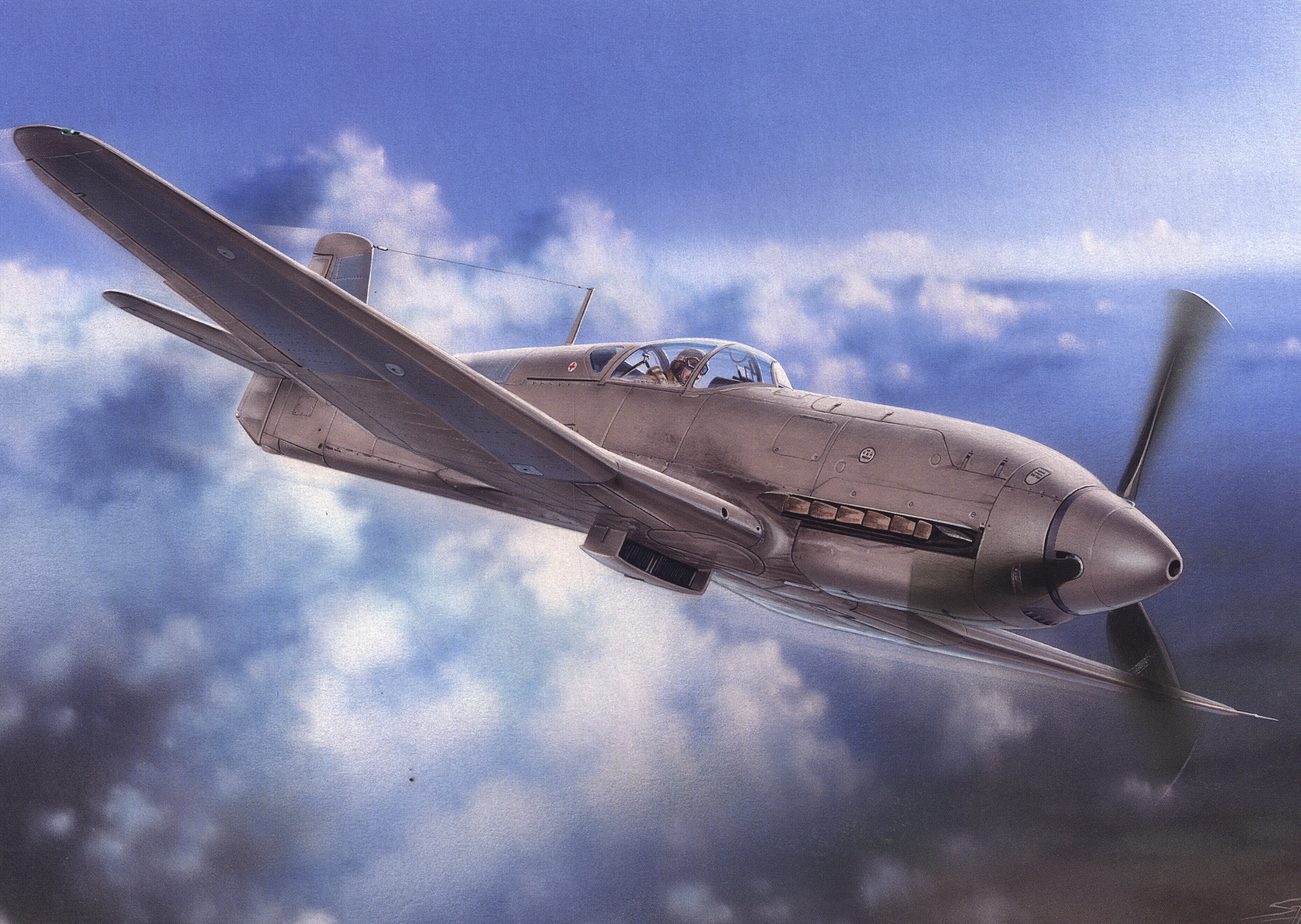 Picture Airplane Heinkel He 100D Painting Art Aviation 2500x1775