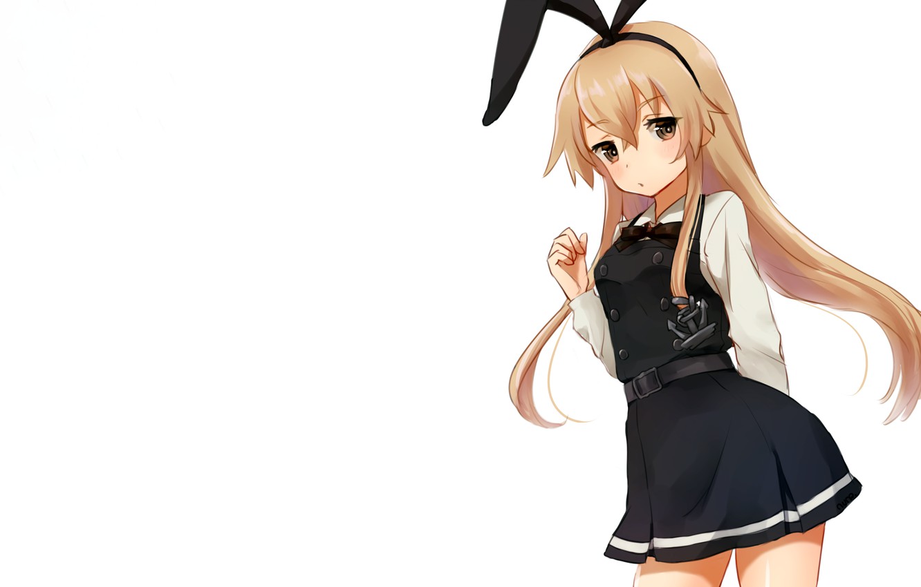 Wallpaper girl, long hair, dress, brown eyes, anime, beautiful, pretty, attractive, handsome, blonde hair, kantai collection, shimakaze, kancolle, mini dress image for desktop, section сёнэн