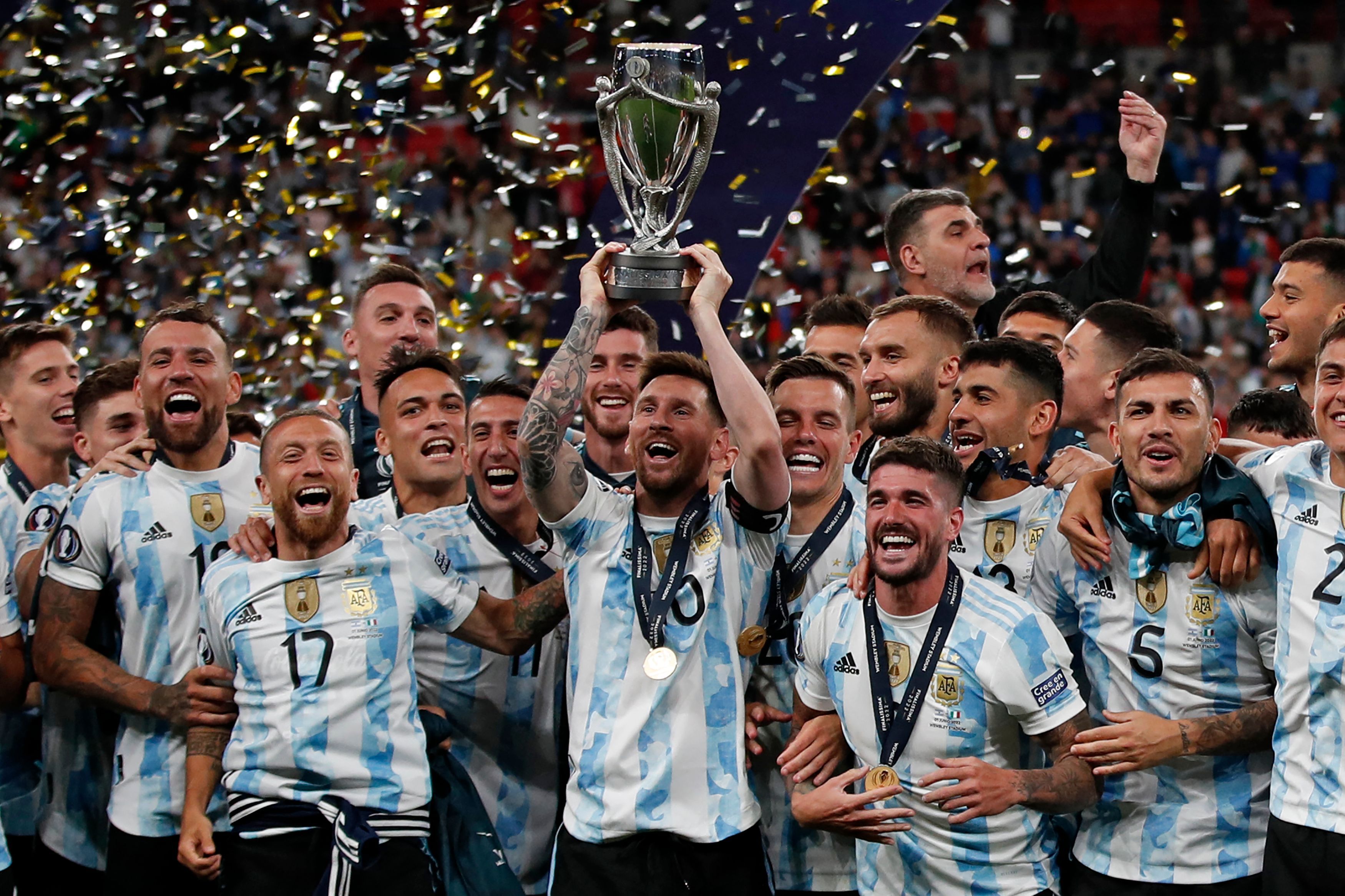 Lionel Messi celebrates after inspiring Argentina triumph over Italy