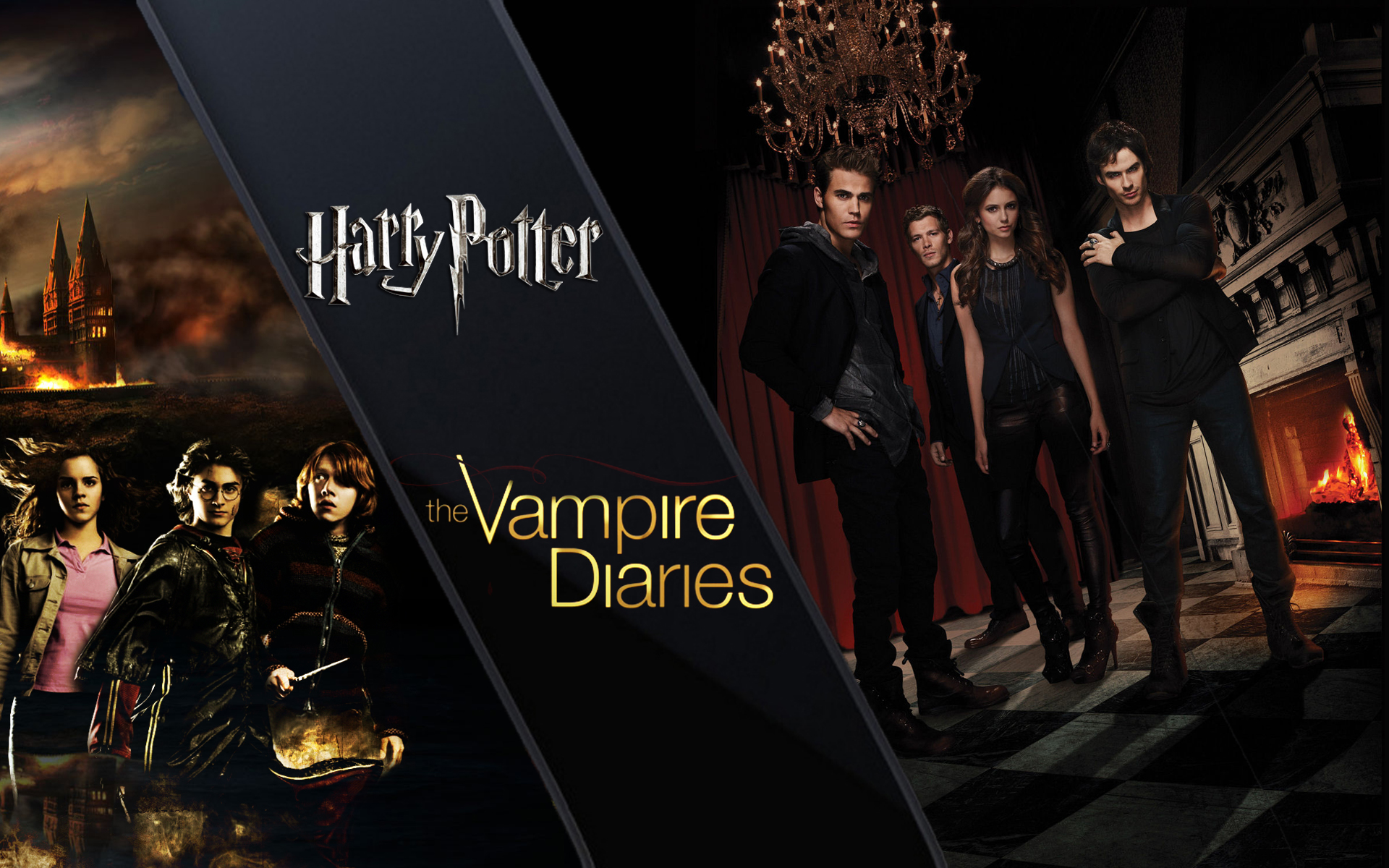 HP and TVD Wallpaper Potter and The Vampire Diaries Wallpaper