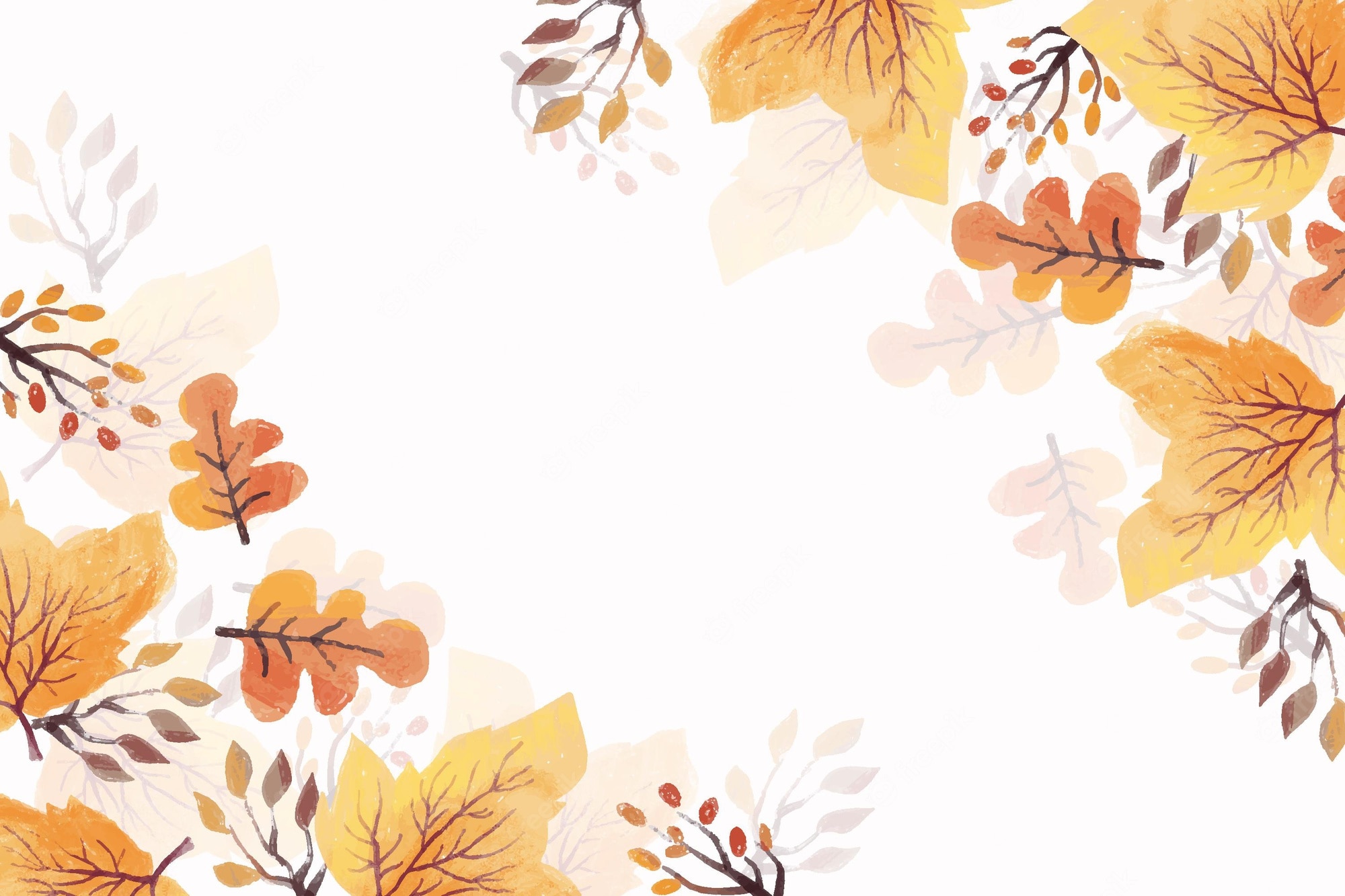 Premium Vector. Watercolor autumn leaves background