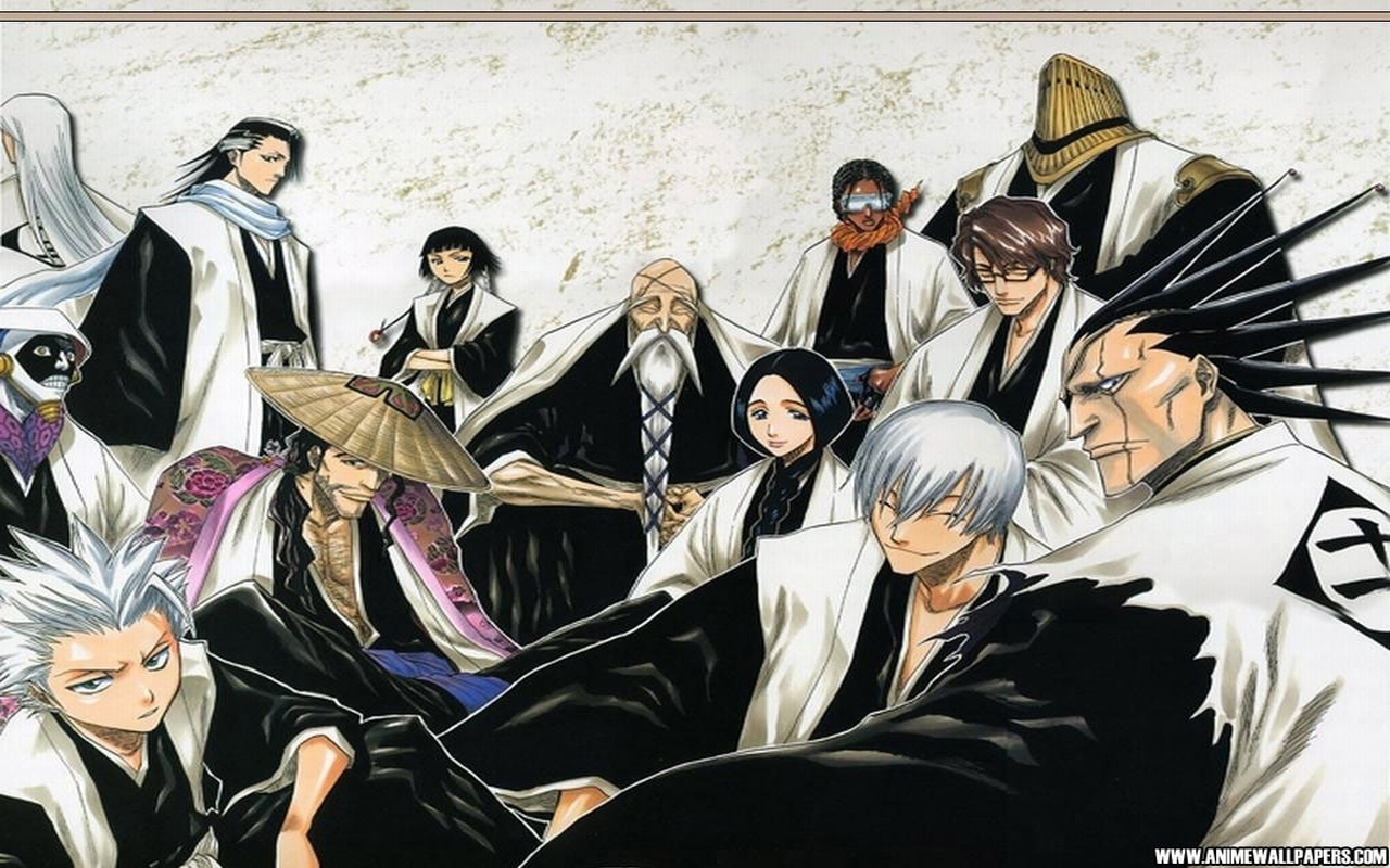 Anime Bleach Byakuya Kuchiki Genry Sai Shigekuni Yamamoto Gin Ichimaru Kaname Tosen Kenpachi Zaraki Wallpaper:2560x1600